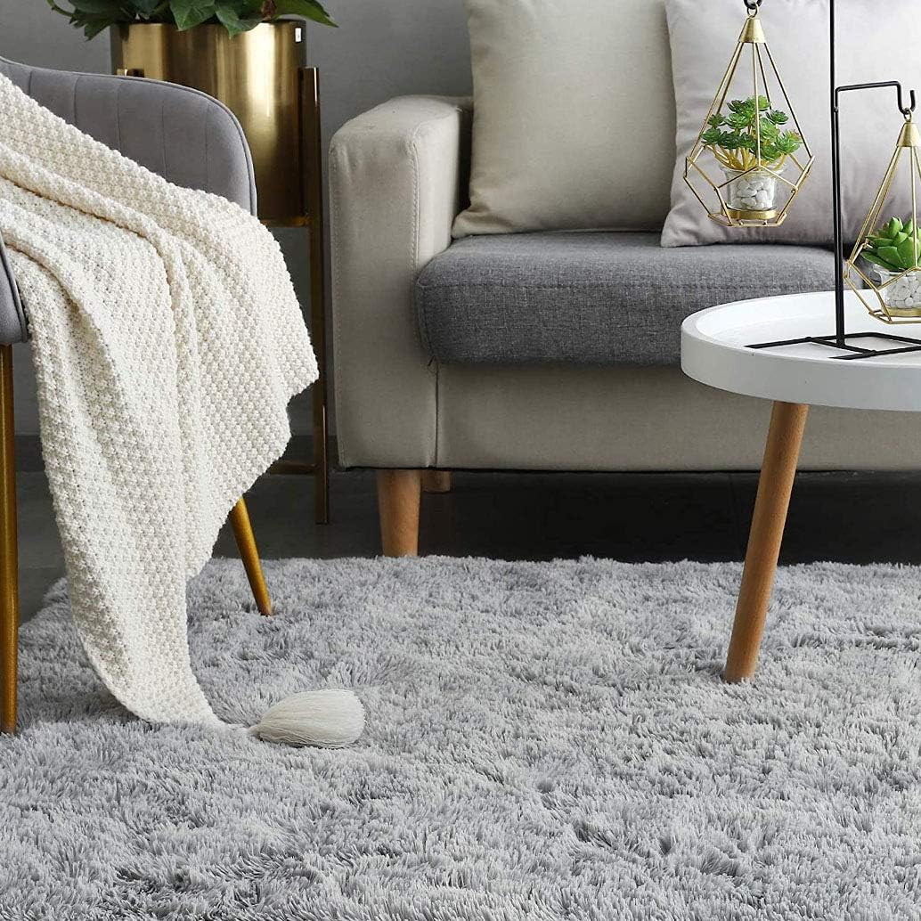 WHOW Alfombra súper suave, moderna para sala de estar, alfombra mullida para dormitorio, habitación de los niños, guardería y decoración del hogar