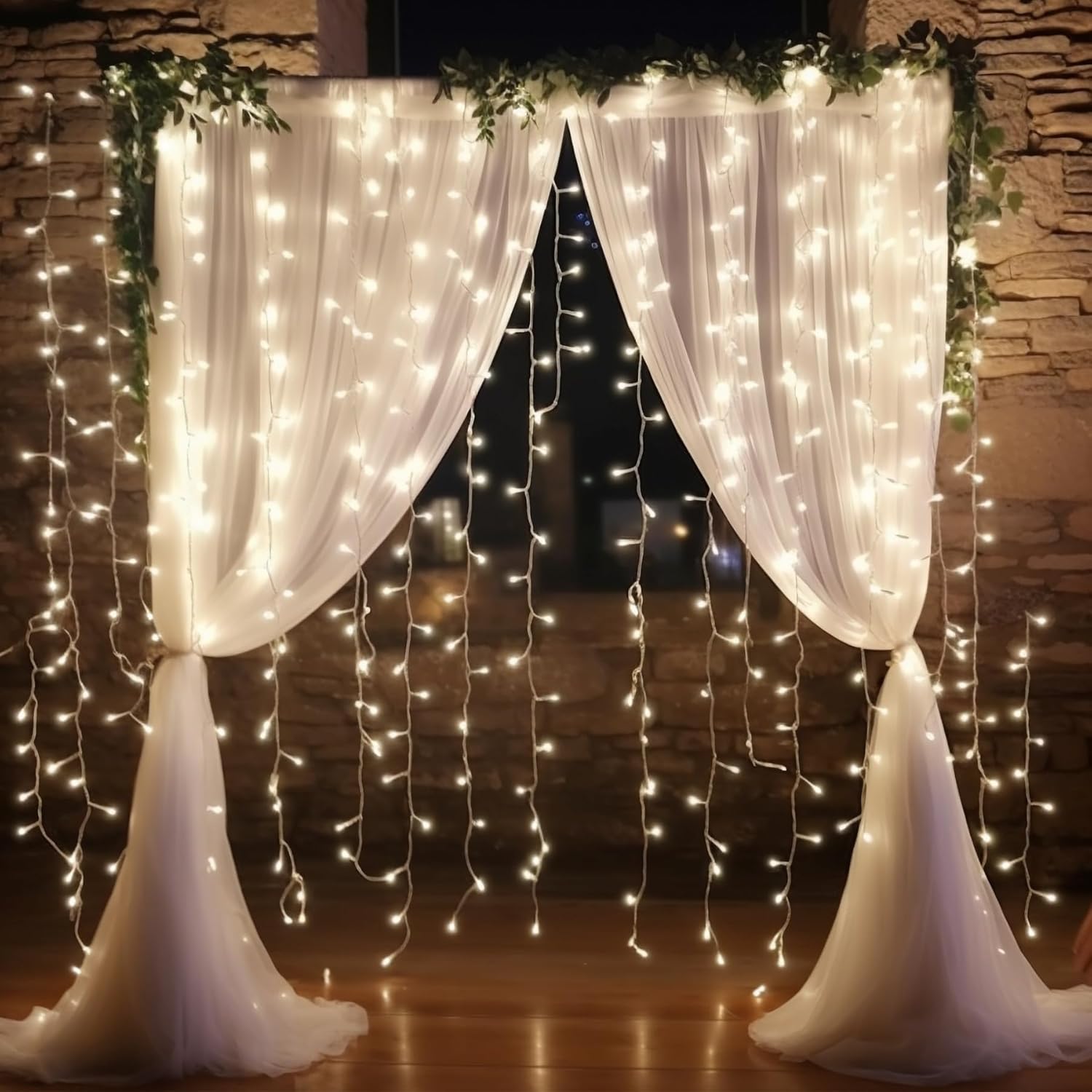 Little Funny Cortinas de fondo blancas con paneles de fondo de arco transparente claro para bodas, elegantes cortinas de telón de fondo, cortinas de