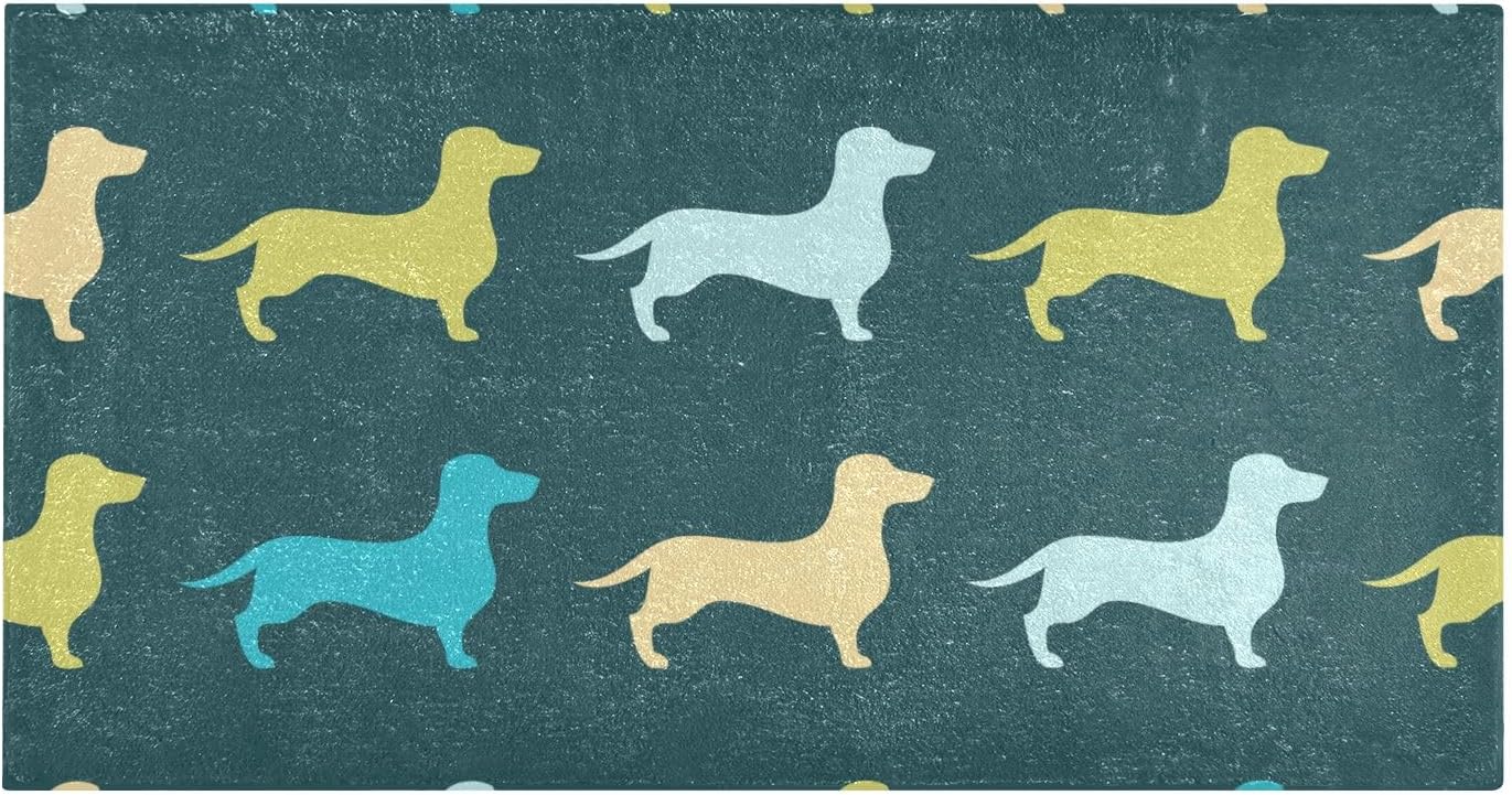 Joisal Tapete de baño absorbente verde con patrón de perro, cómodo tapete antideslizante, tapete de baño suave y duradero, 39 x 20 pulgadas