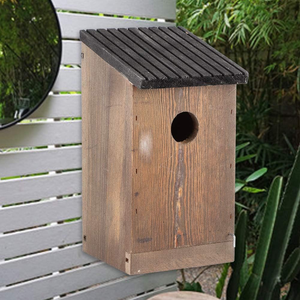 Fydun Hanging Wooden Bird House DIY Breeding Parrots Bird Nesting Box for Outdoor Garden Decoration Hanging Wooden Bird House for Family