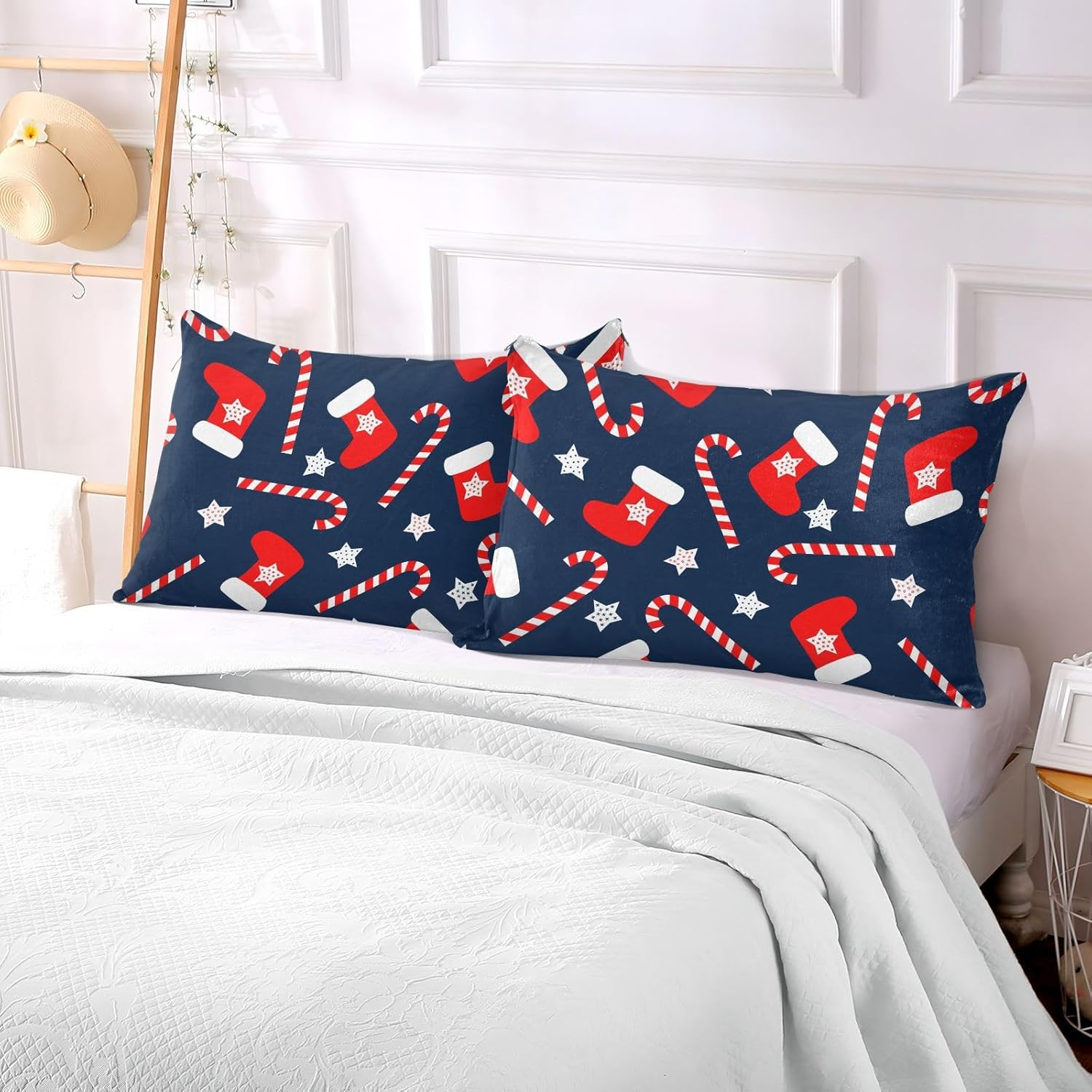 Emelivor Fundas de almohada navideñas de terciopelo, fundas de cojín suaves, fundas de almohada cómodas, almohadas decorativas para sofá,