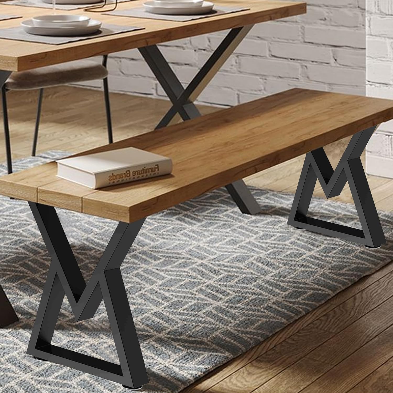 Patas de mesa de 16 pulgadas tipo Y, patas de banco de metal, juego de 2 patas de mesa de centro de comedor DIY