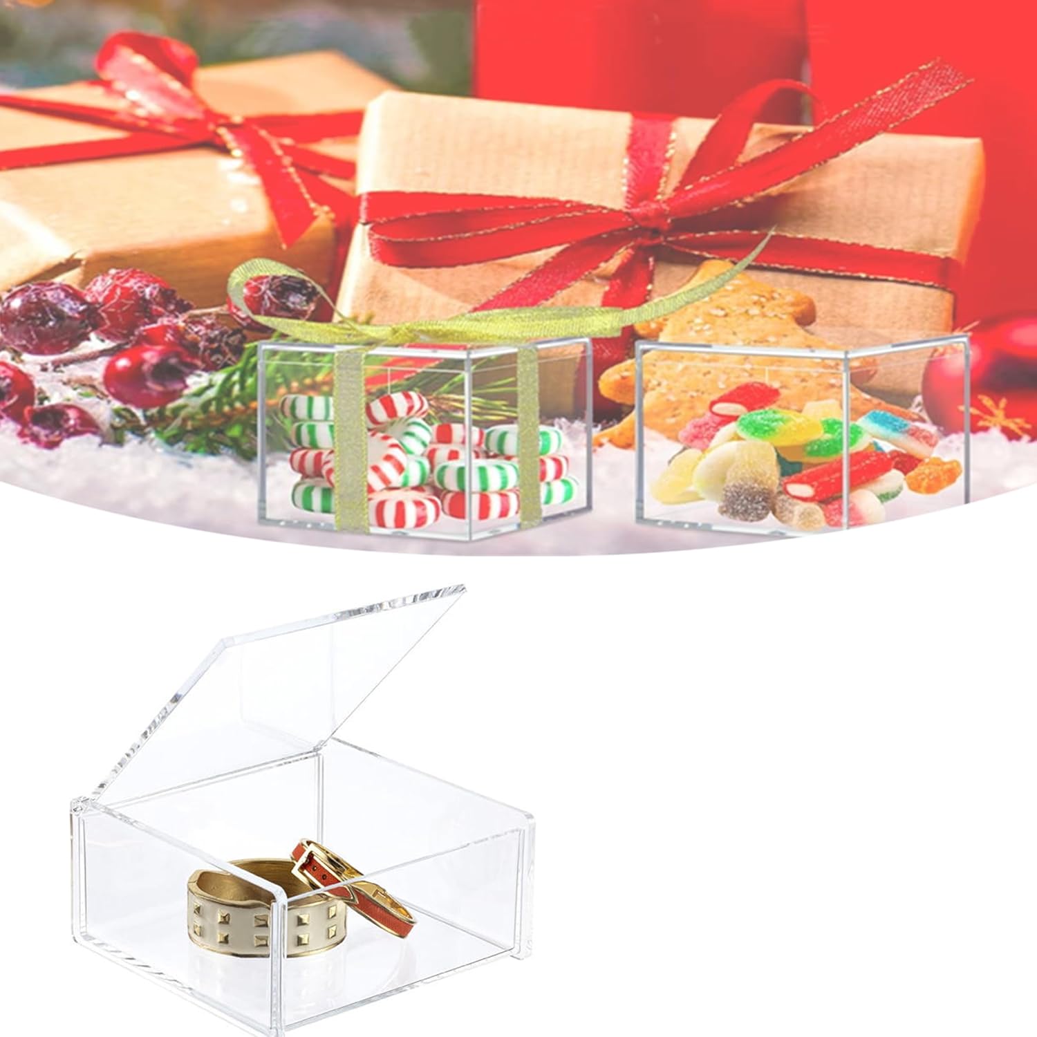 KissYou Caja de acrílico con tapa, caja de almacenamiento transparente, soporte para cápsulas de café, accesorios organizadores, antipolvo, caja