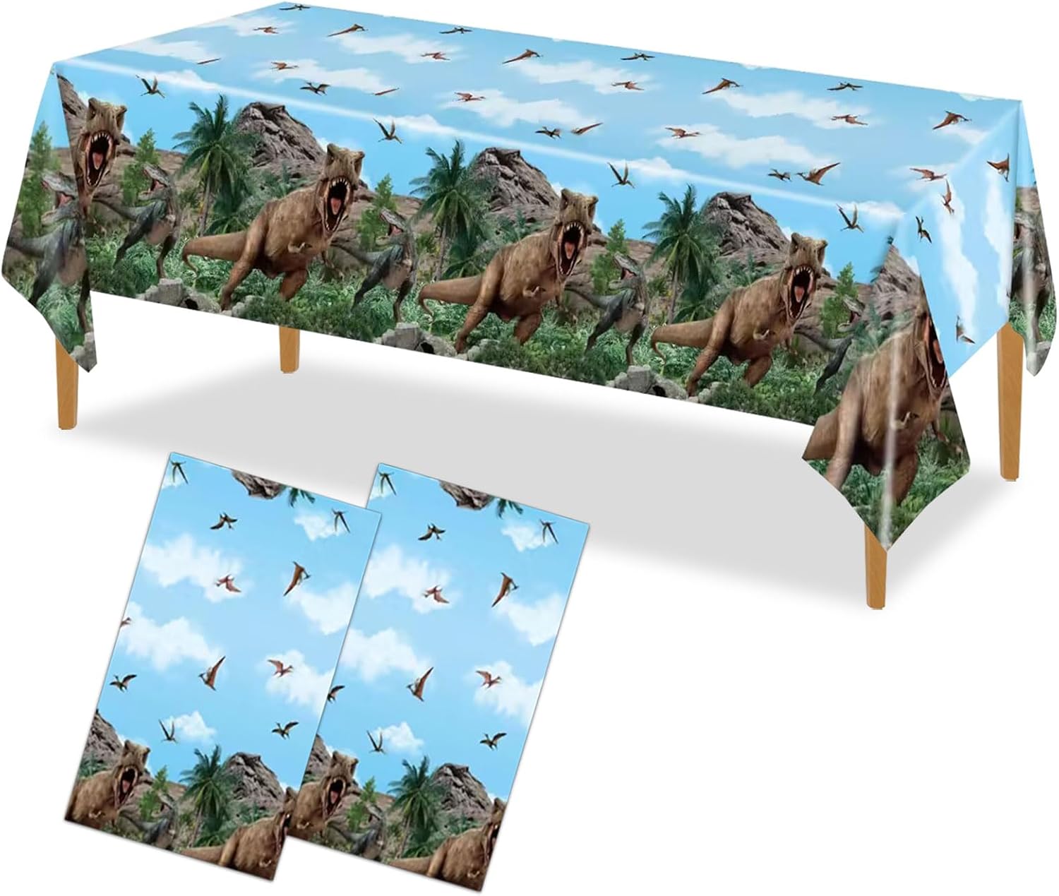 Paquete de 2 manteles de plástico para fiesta de dinosaurios, suministros de fiesta temática de dinosaurios, mantel de dinosaurio para niños,