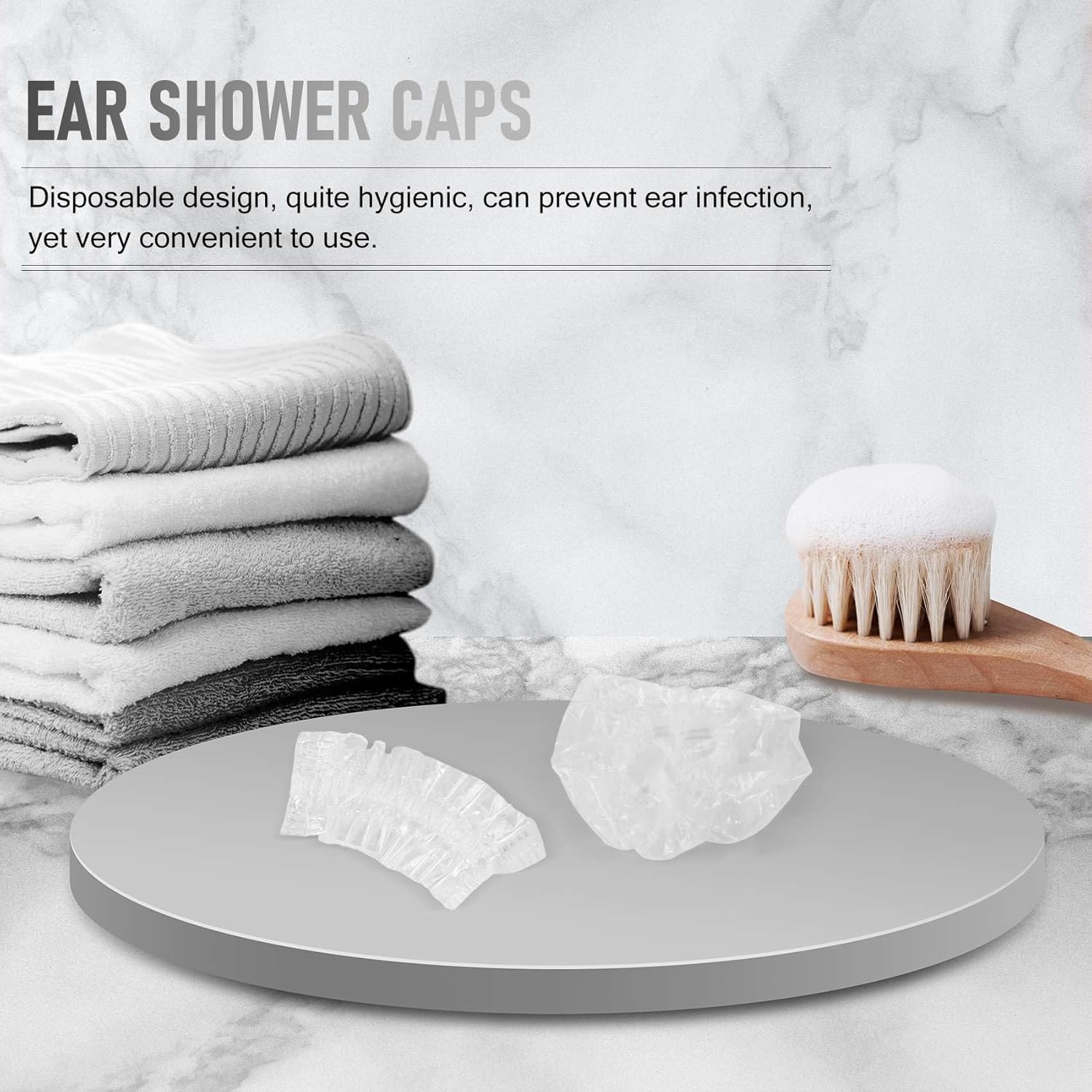 Srutueo 100 unidades desechables para ducha de bañoteñido de cabello, protectores de oído impermeables para salónuso doméstico