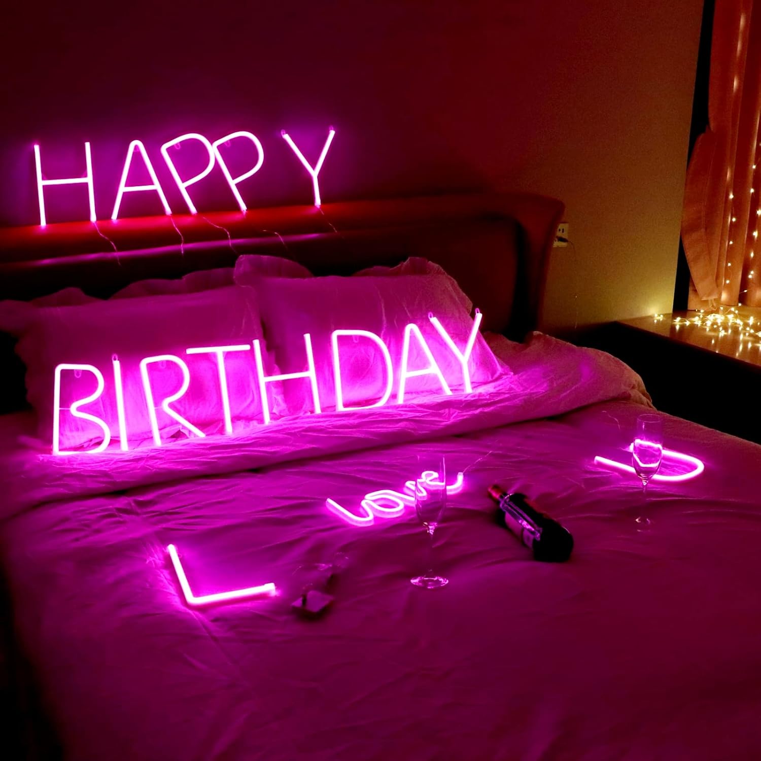 Letreros de letras LED de neón, letreros de marquesina iluminadas, letras LED luminosas alimentadas por USB o baterías, para dormitorio, fiesta de