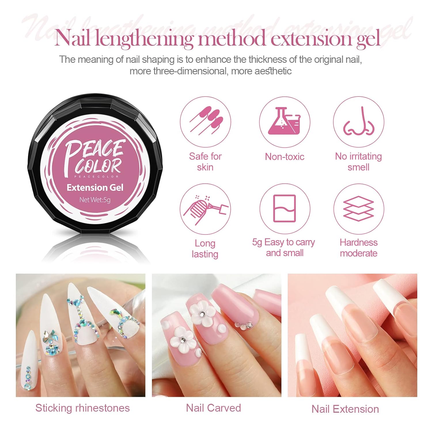 Peacecolor – Juego de 3 esmaltes de uñas de gel duro para crear uñas de gel para todas las estaciones y vacaciones, para mujeres y niñas