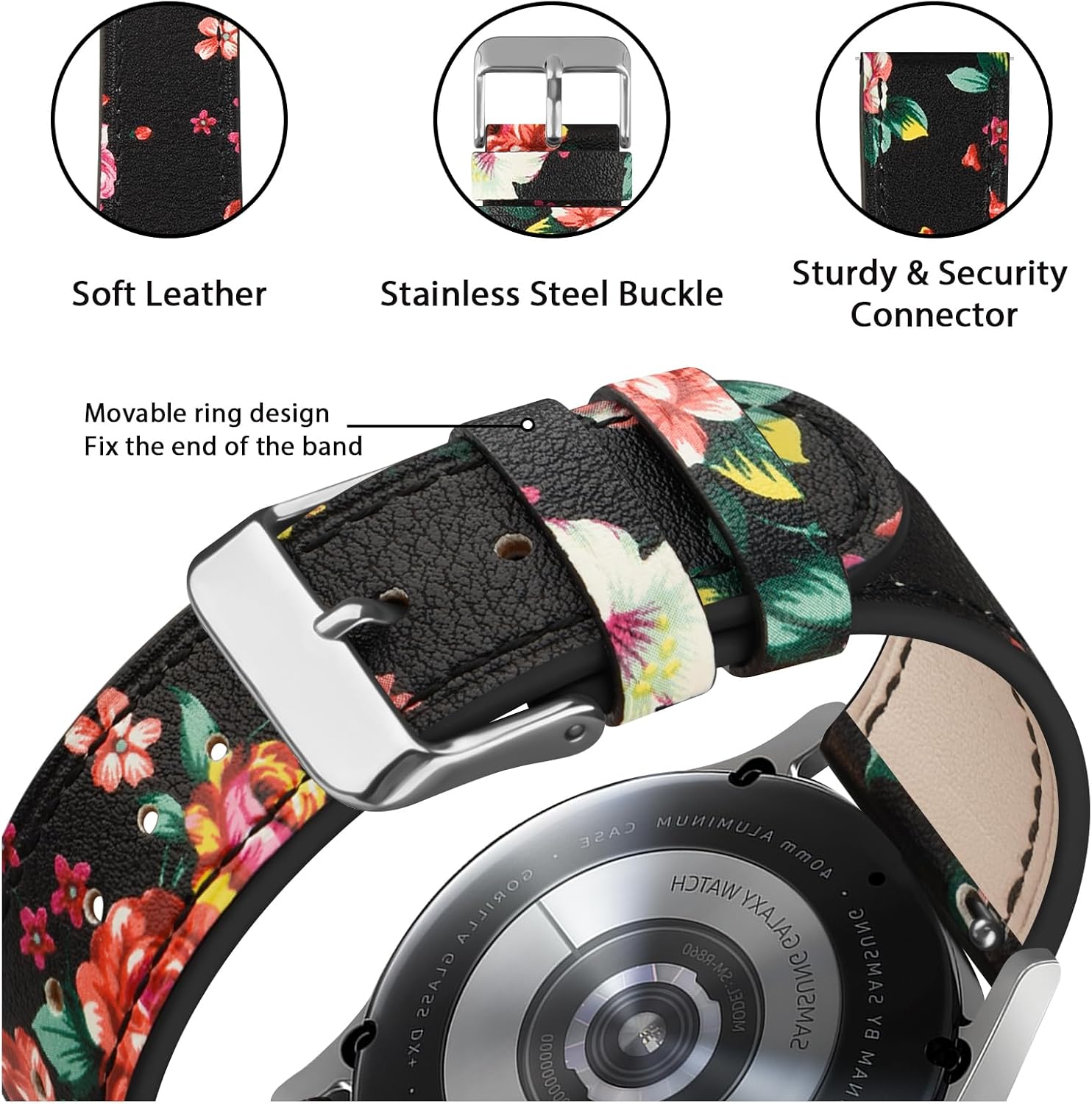 Vancle Correa de cuero compatible con Samsung Galaxy Watch 54 1.575 in 1.732 inWatch 5 Pro 1.772 inGalaxy Watch 4 Classic 1.654 in 1.811 in, correa
