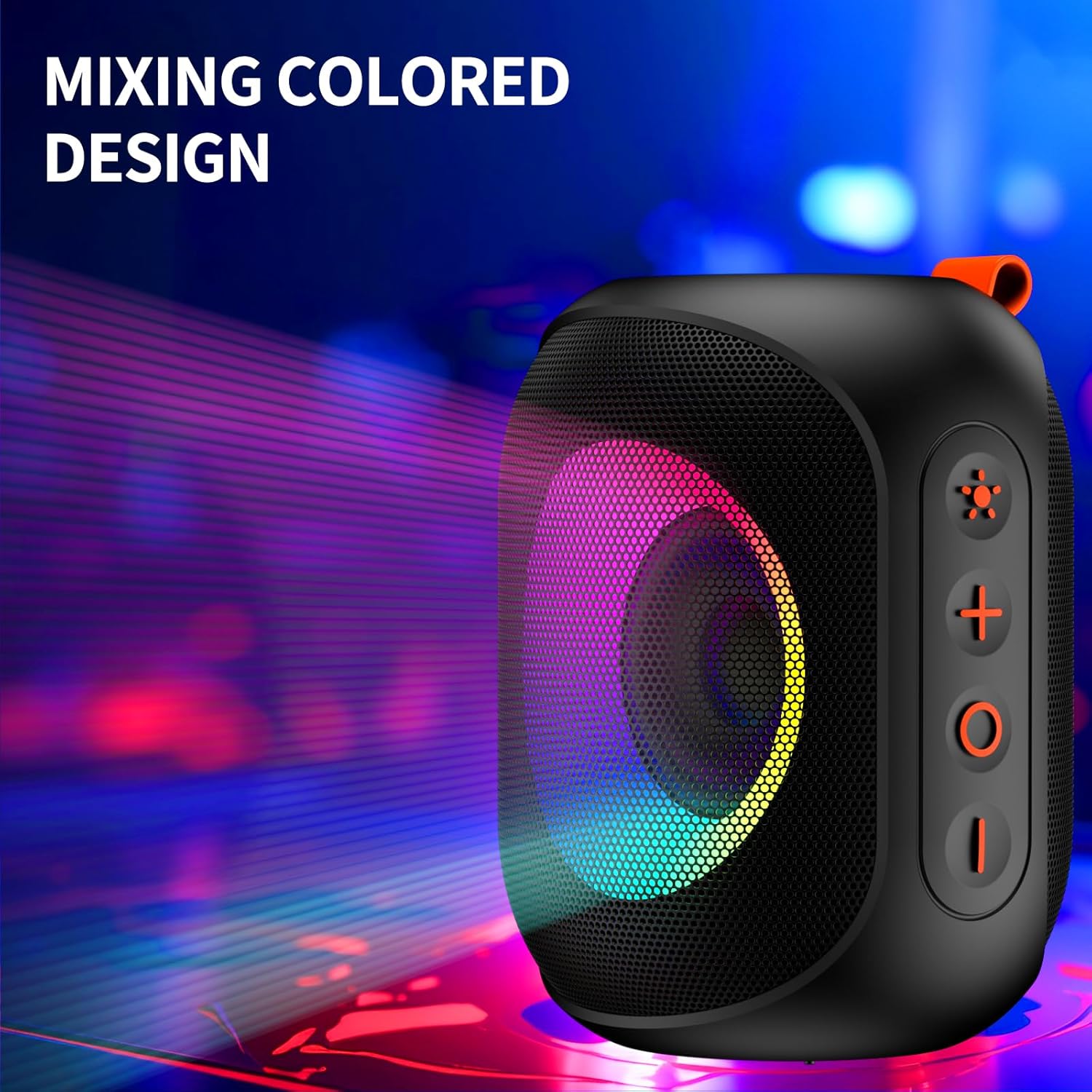 Altavoces Bluetooth, altavoz inalámbrico Bluetooth portátil con Lihgts RGB, IPX7 impermeable, pequeño compacto, doble emparejamiento para el hogar,