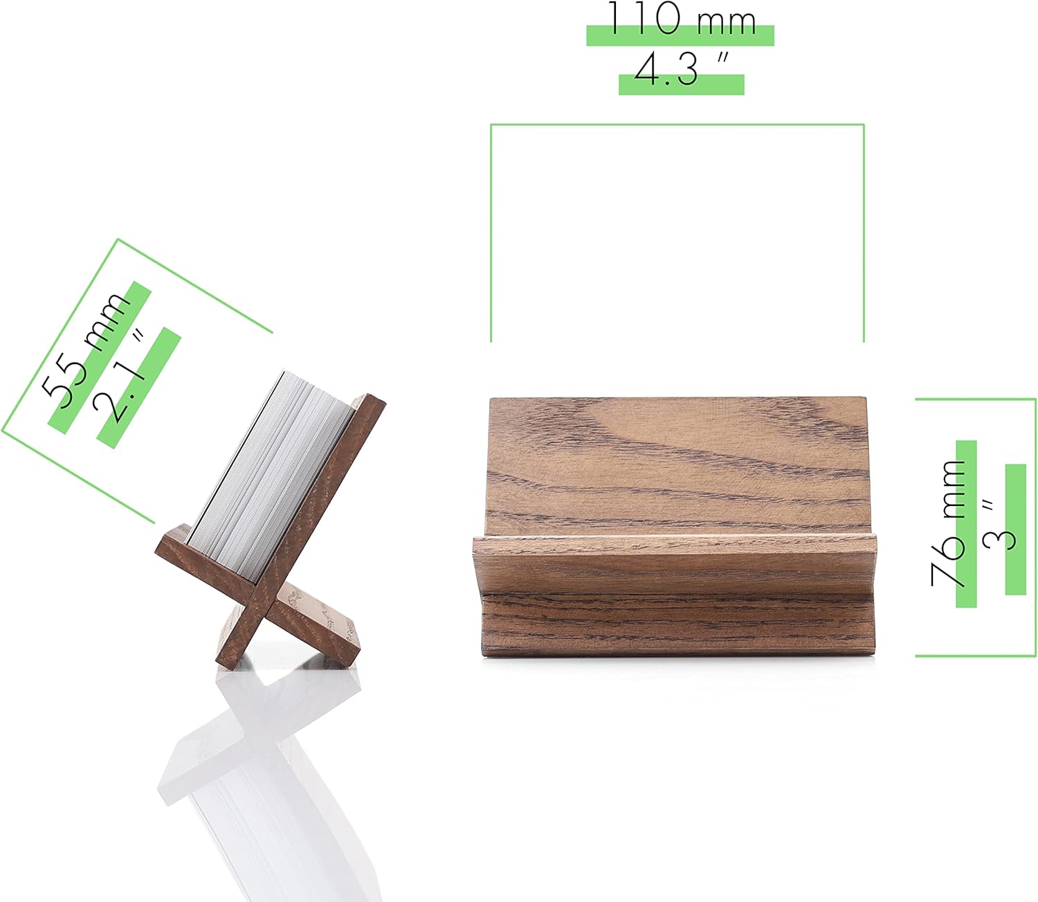 Juego de 3 tarjeteros para escritorio, soporte para tarjetas pequeñas de madera marrón, soporte profesional para tarjetas de presentación, soporte
