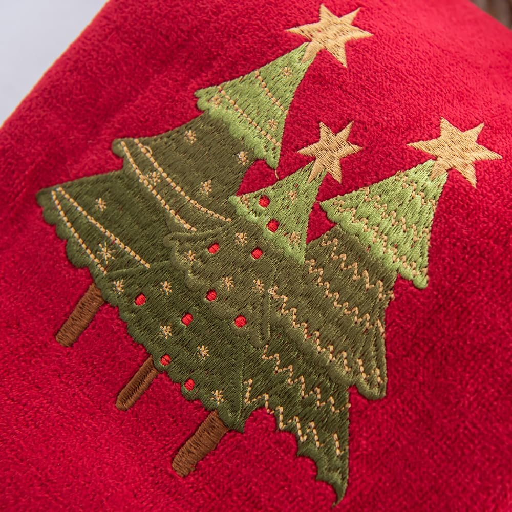 Marina Decoration Christmas Premium Luxury Decor Ultra Soft 100% algodón bordado baño moderno Navidad 3 piezas juego de toallas color rojo verde