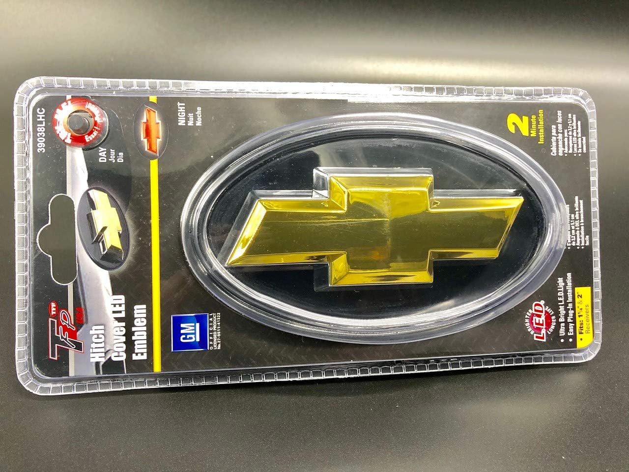 TFP 39038LHC – Emblemas de cubierta de enganche LED – Compatible con la cubierta de enganche iluminada CHEVROLET – Aspecto cromado OEM