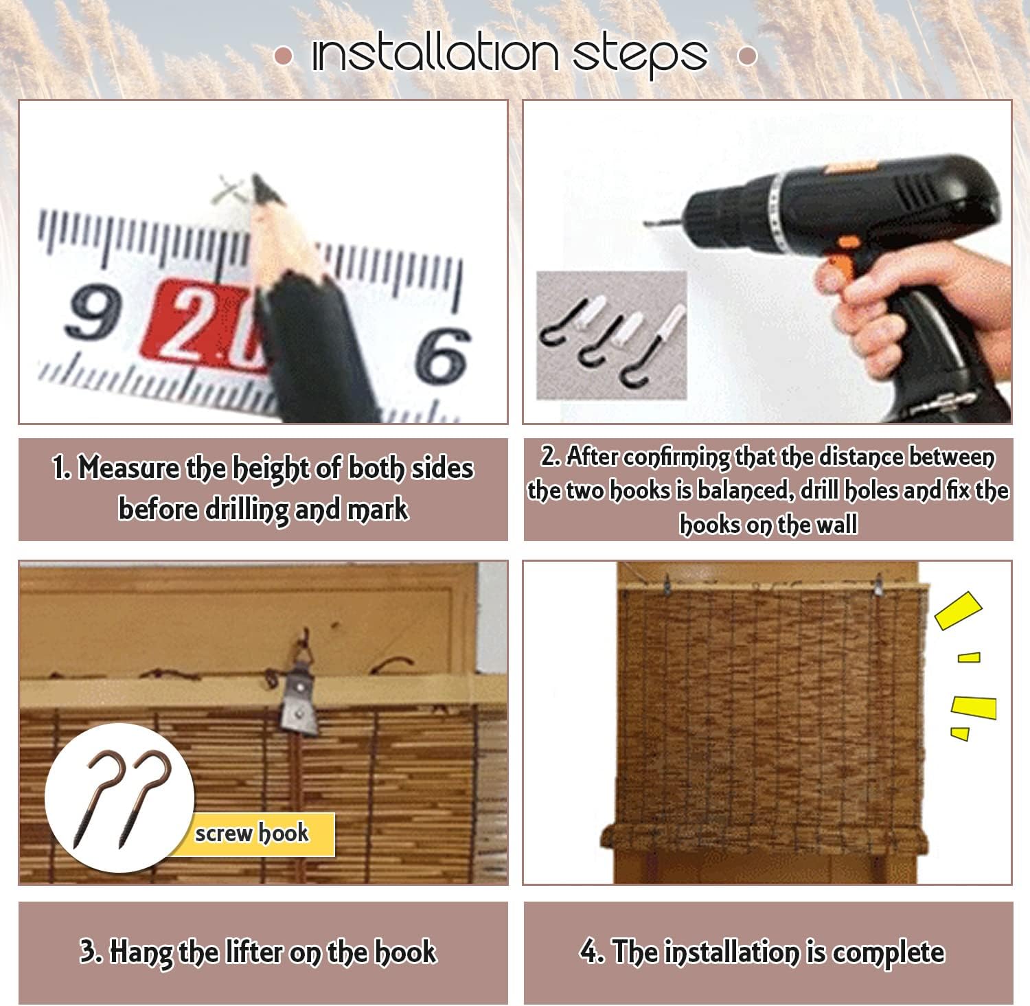 Persianas enrollables de bambú para exteriores, persianas romanas de varillas para patio, cortina de caña con elevador, ventana de porche, persianas