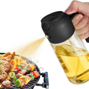 Anatoeway Botella dispensadora de aceite de 16 onzas para cocina, dispensador de aceite de oliva 2 en 1 y rociador de aceite, rociador de aceite Anatoeway Botella dispensadora de aceite de 16 onzas para cocina, dispensador de aceite de oliva 2 en 1 y rociador de aceite, rociador de aceite