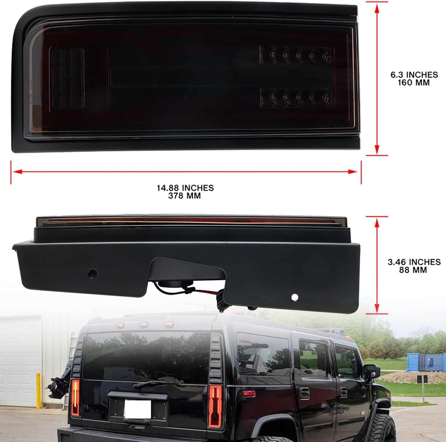 NSLUMO Último estilo EV LED conjunto de luz trasera para 2003 2004 2005 2006 2007 2008 2009 Hummer-H2 SUV LED trasera nieblafrenomarcha atrás  kit