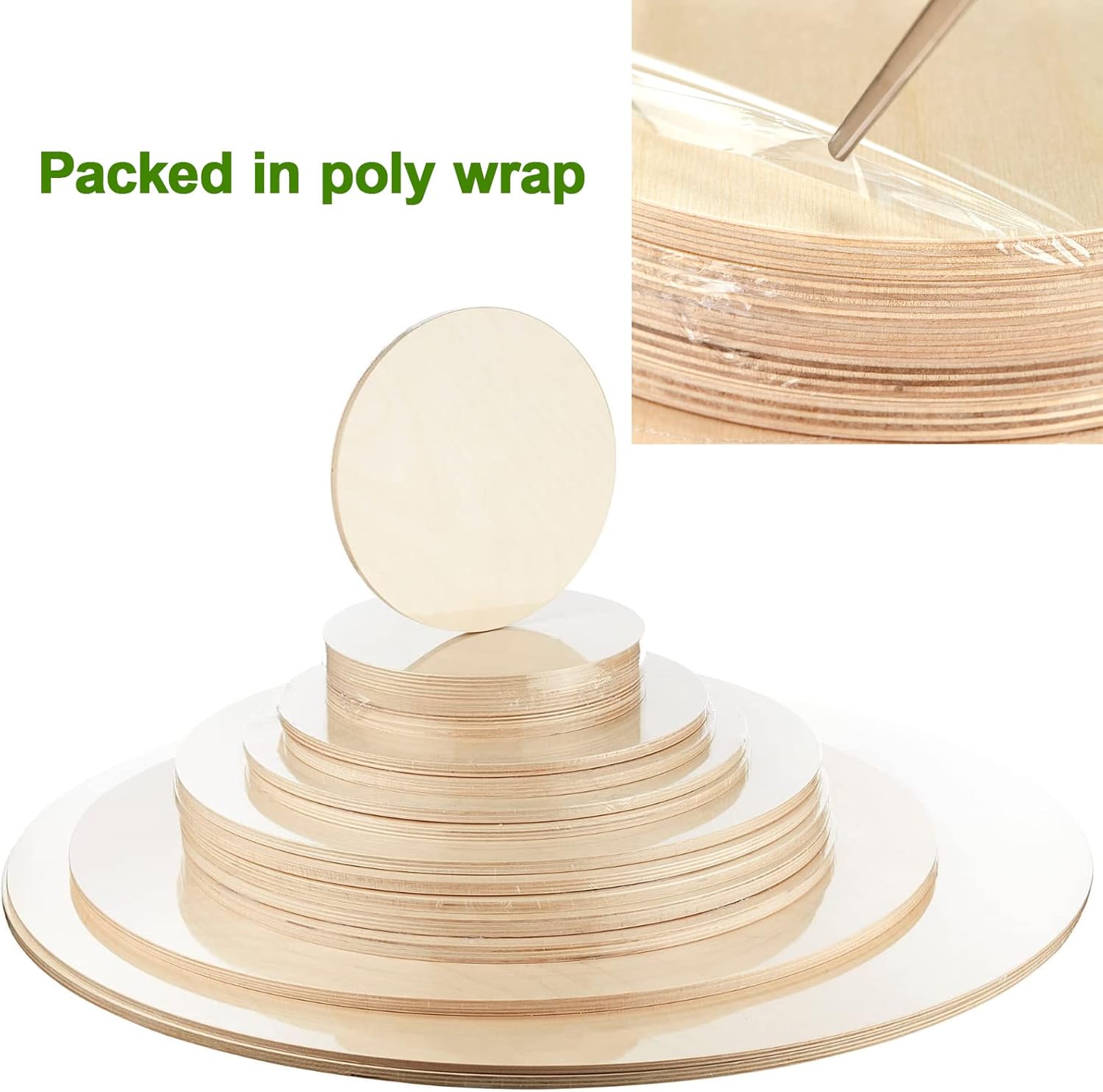Círculos de madera contrachapada de abedul báltico de 18 pulgadas, hojas de madera para manualidades, hojas de madera de 0.24 pulgadas de grosor,