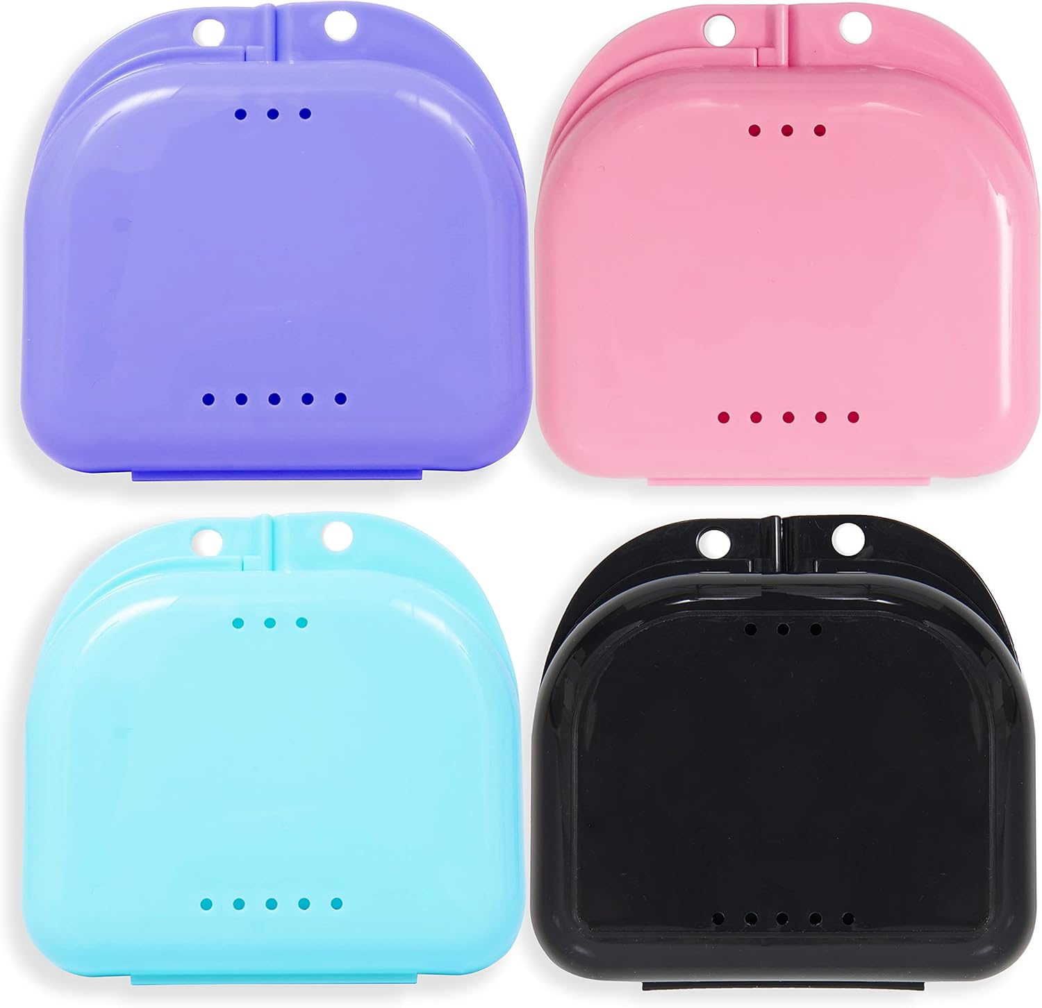 Estuche retenedor  Paquete de 4 surtidos  Funda protectora bucal inodoro  Ventilada e higiénica para transportar y proteger aparatos ortopédicos y