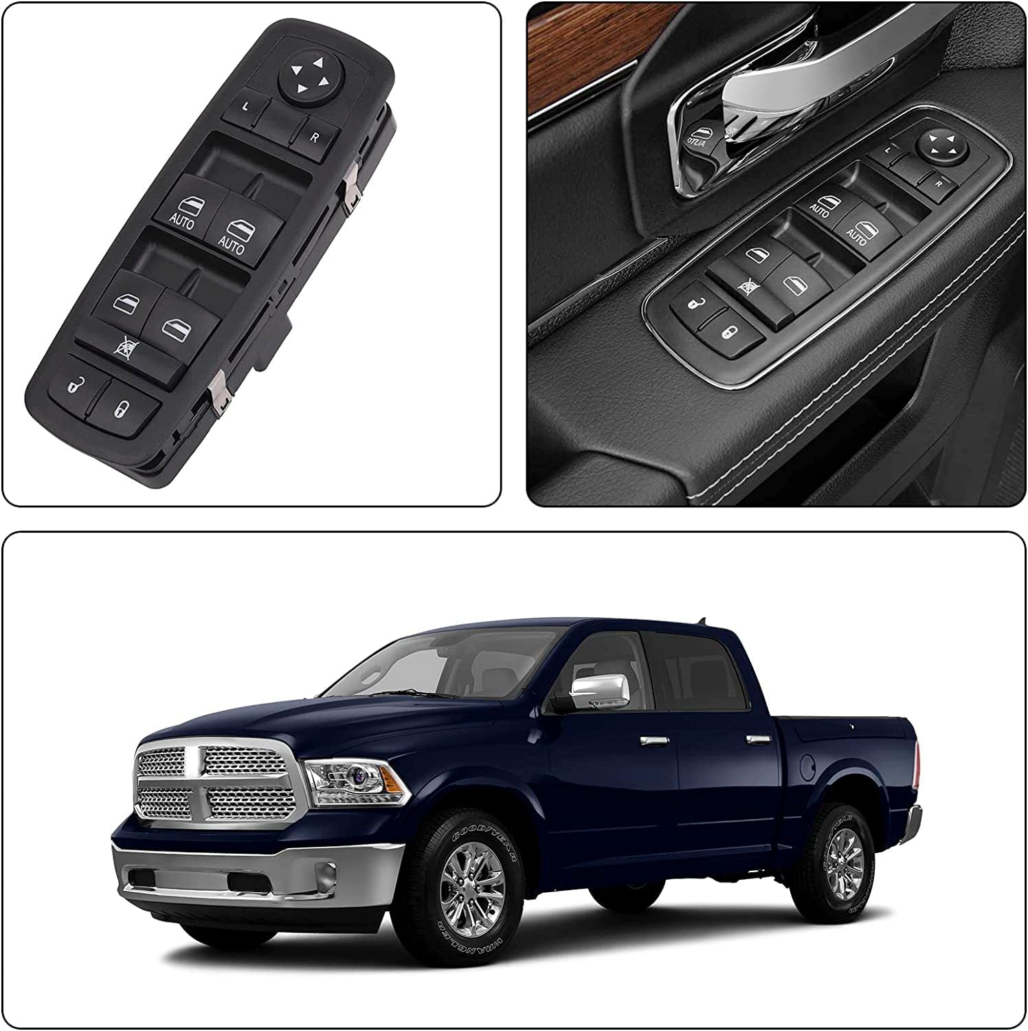 Interruptor de ventana Botón de control de energía del lado del conductor compatible con 12 13 14 Chrysler Town & Country, Dodge Grand