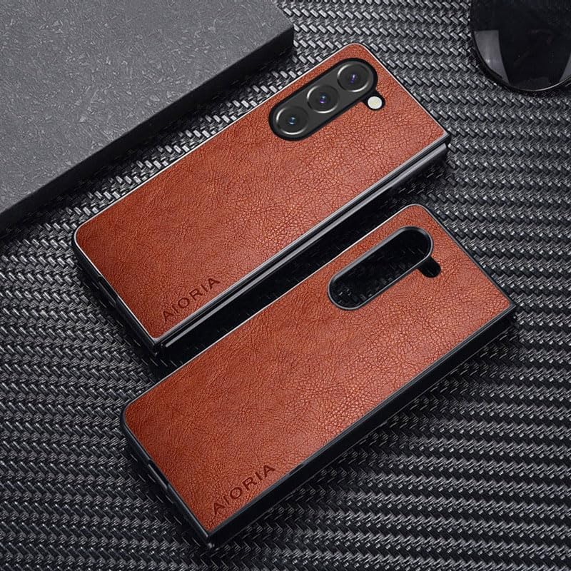AIORIA Funda para Samsung Galaxy Z Fold5 7.6 “Pantalla Premium PU Funda de cuero PU Diseño retro Business Funda protectora completa para Samsung