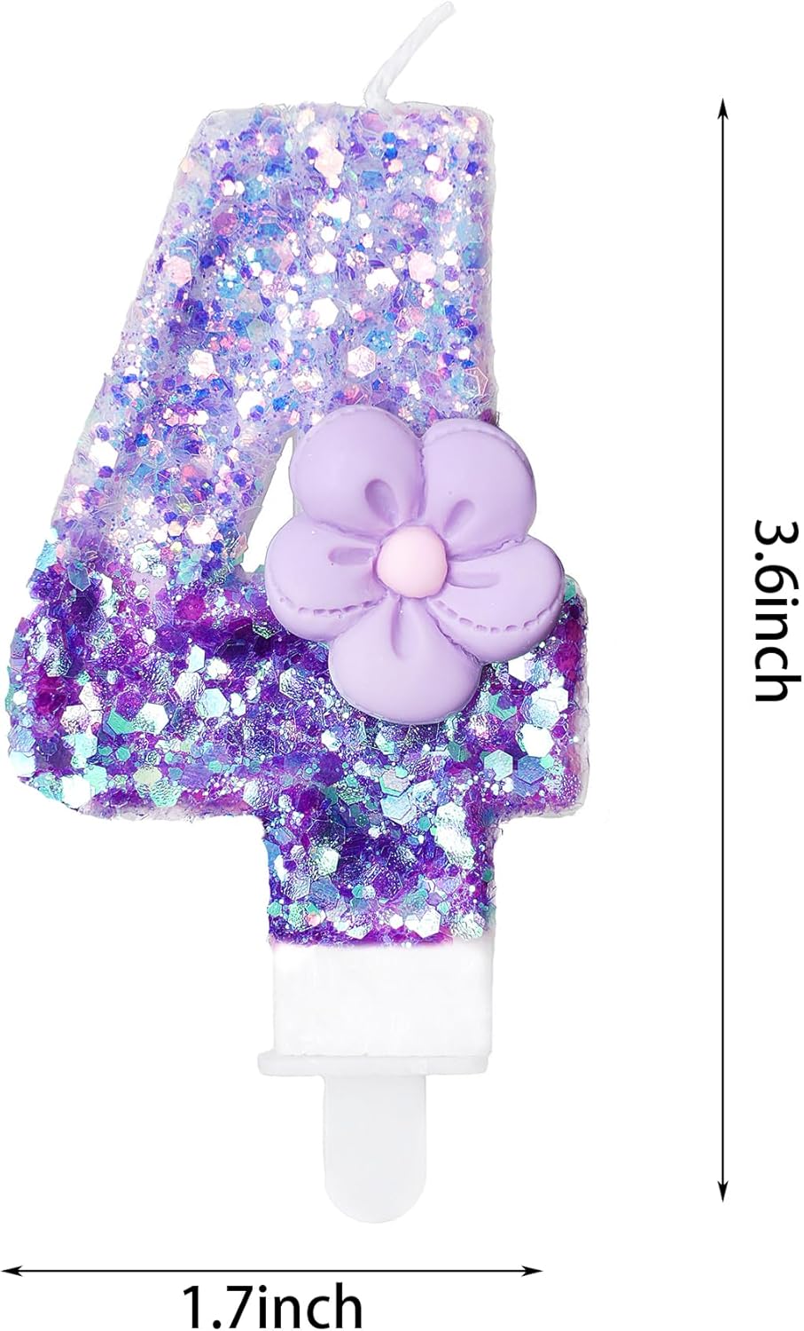 Velas número 4, velas de cumpleaños con número de flor morada para pastel, velas de números morados que crean un ambiente romántico y cálido