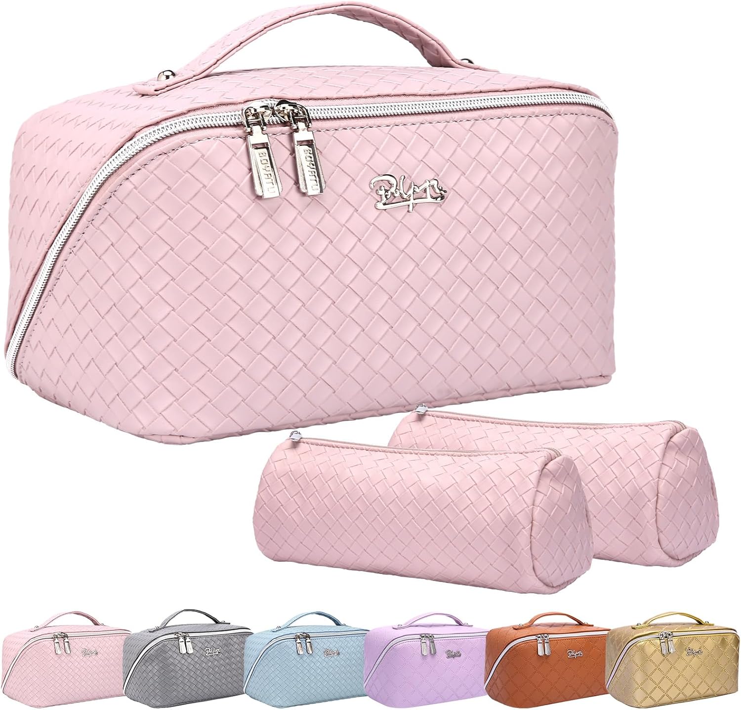 Bolsa de maquillaje organizadora de viaje para cosméticos juego de 3 bolsas de aseo de gran capacidad para mujeres, bolsa de maquillaje portátil con
