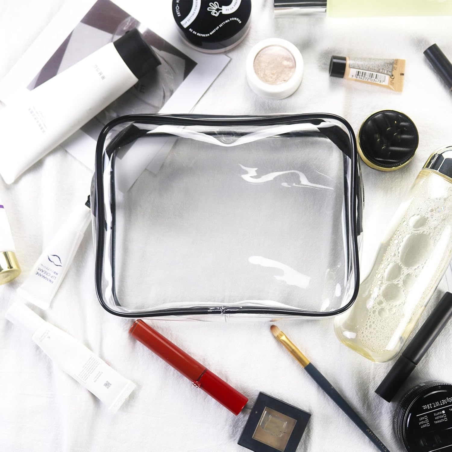 Paquete de 20 bolsas transparentes para cosméticos para mujeres y hombres, bolsas de aseo impermeables, bolsas de maquillaje de PVC, estuche