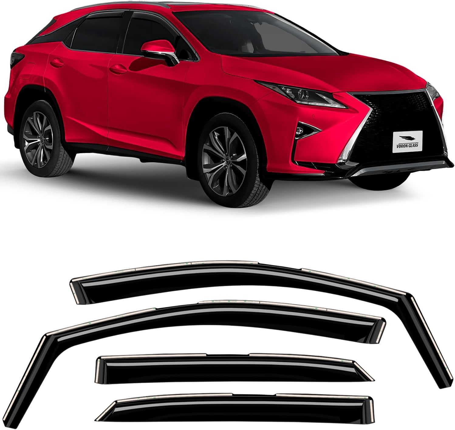 Voron Glass Protectores de lluvia extra duraderos en canal para Lexus RX 350, 450H 2016-2023, deflectores de ventana, viseras de ventana de