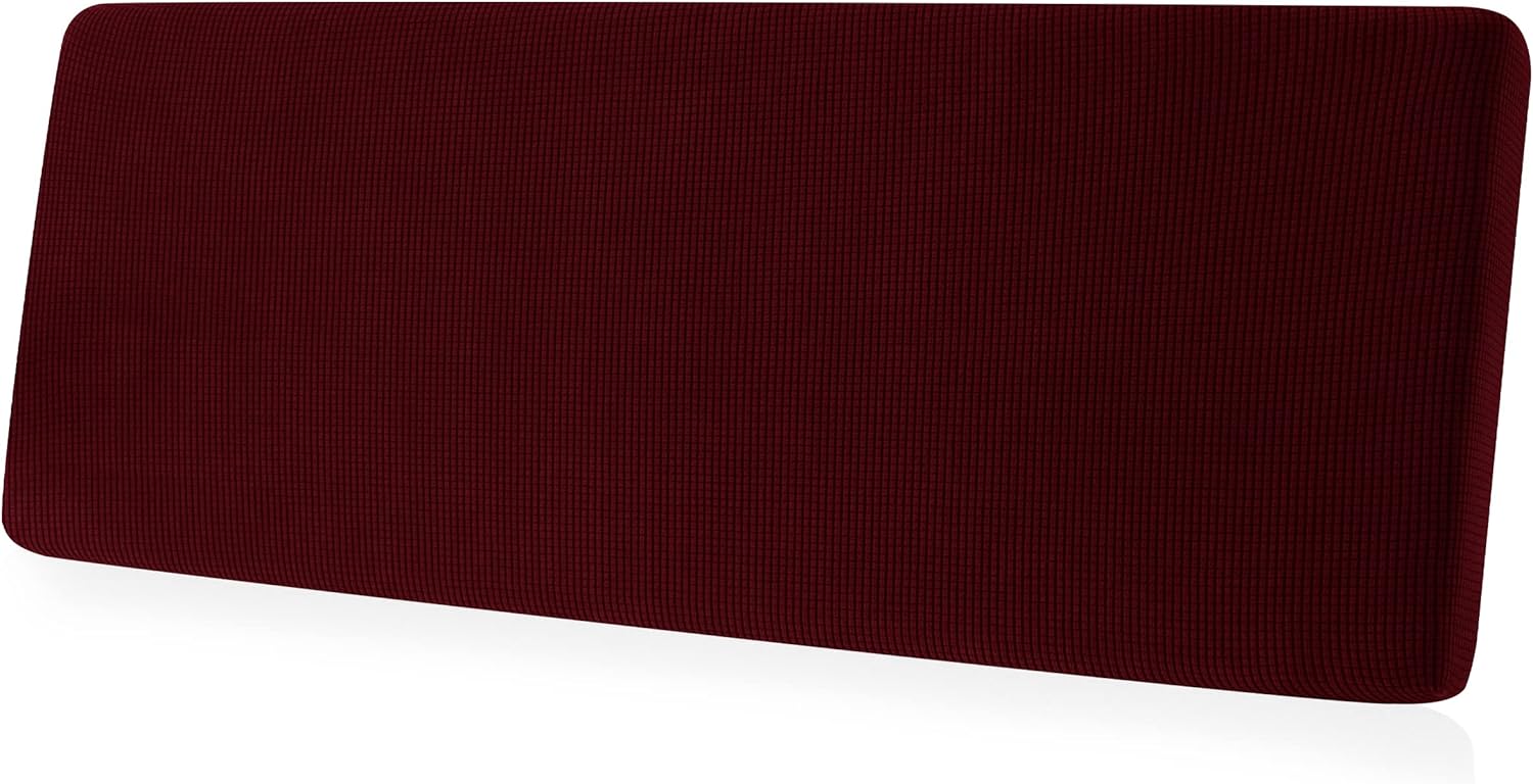 CHUN YI – Funda elástica de cojín para sofá de 3 plazas, funda de asiento de sofá con tela jacquard de elastano (grande, color vino)