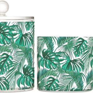 KOPIRIT Palm Leaves Jars with Lids Canister Jar Bathroom Containers Small Jars Cotton Round Holder for Dorm Room Essentials for College Students KOPIRIT Palm Leaves Jars with Lids Canister Jar Bathroom Containers Small Jars Cotton Round Holder for Dorm Room Essentials for College Students