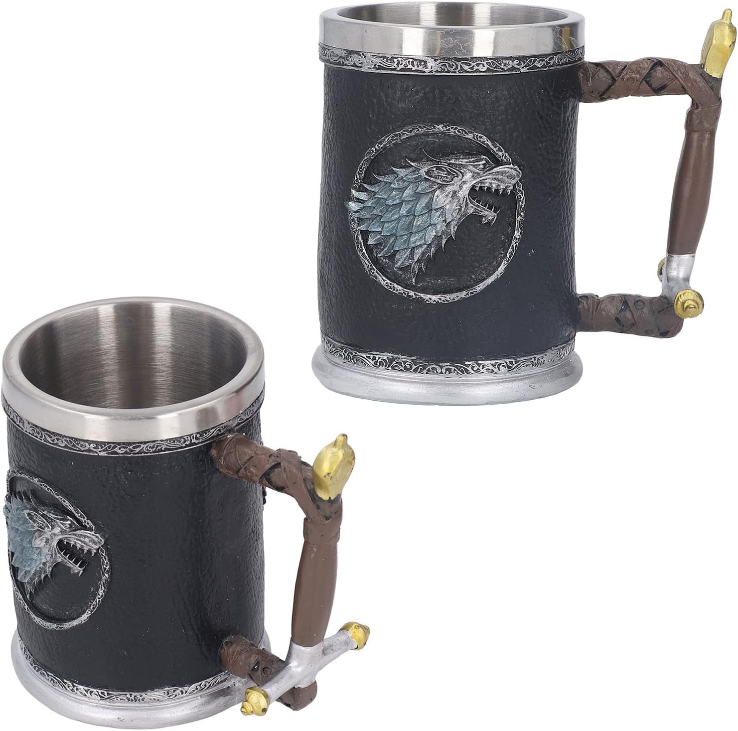 Nordic Viking Rune – Taza de acero inoxidable tipo jarra, taza de cerveza de barril de madera, taza vikinga grande de cerveza de madera, jarra con
