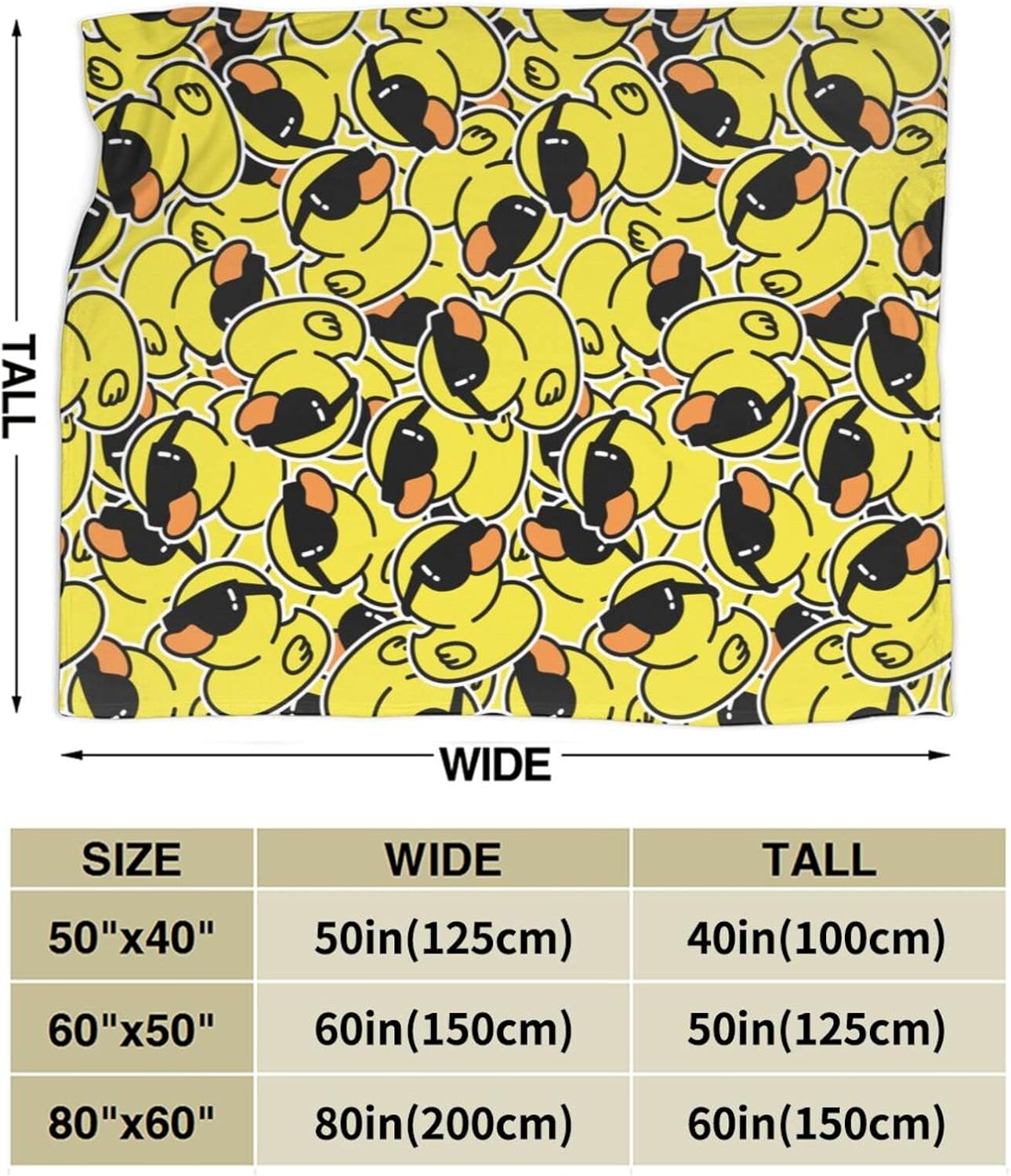 Manta de pato de goma con lentes de sol, ultra suave y cálida para todas las estaciones, lindos animales de dibujos animados, mantas decorativas de