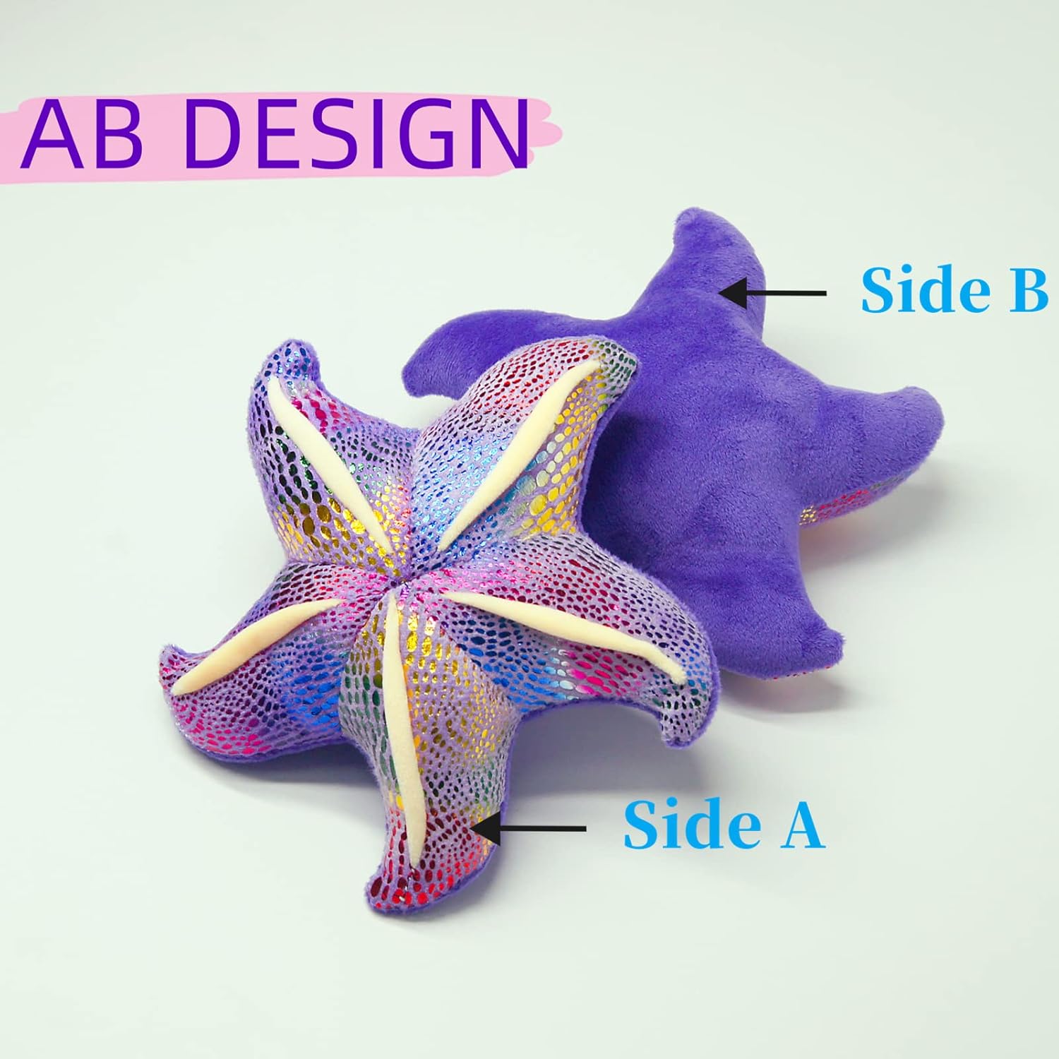 Juguete de peluche de estrella de mar, animales marinos, animales marinos, linda decoración de habitación de playa y océano costero (morado, 7.87