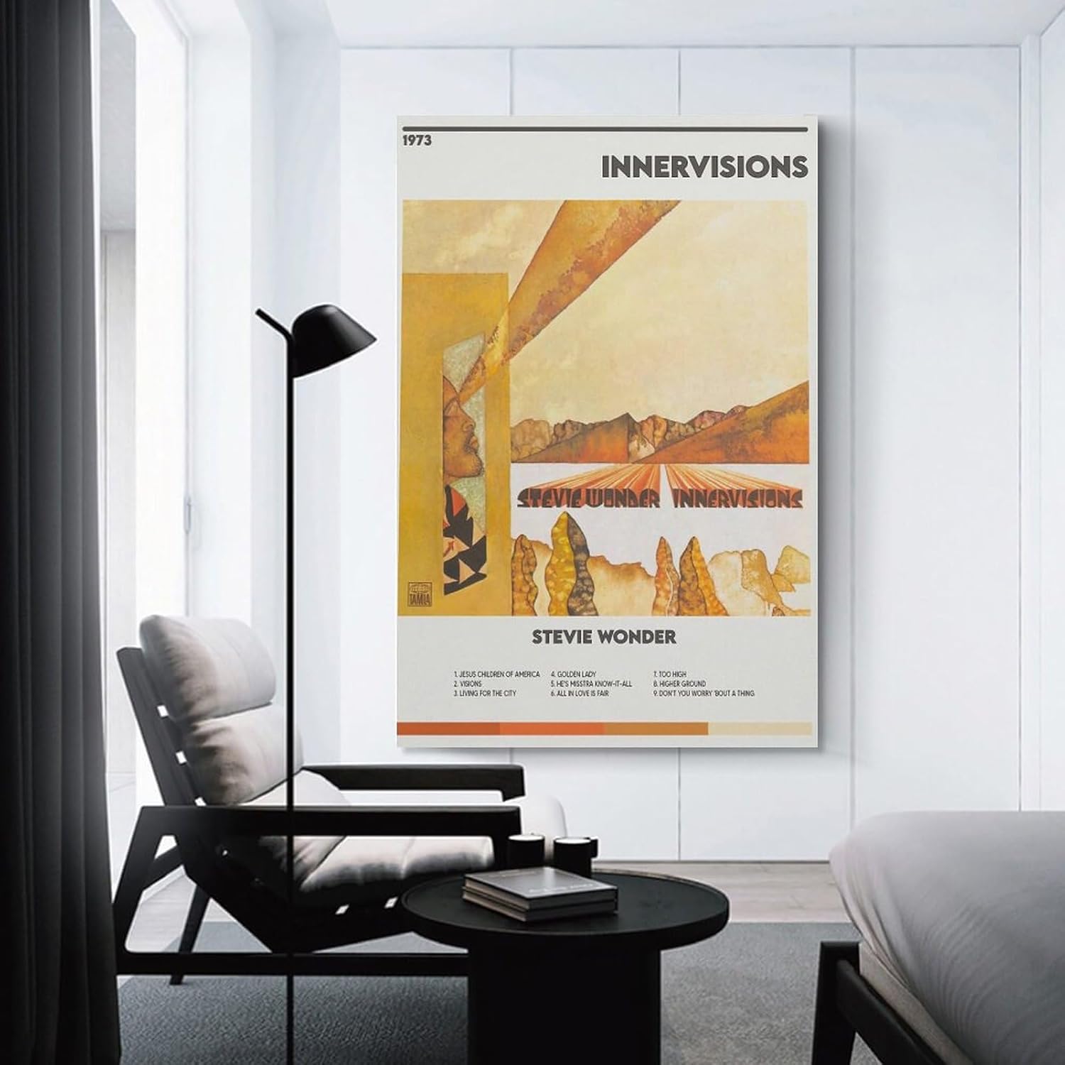 BATTTX Stevie Wonder Innervisions – Póster de lienzo decorativo para pared, sala de estar, dormitorio, decoración, regalo, sin marco, 12 x 18