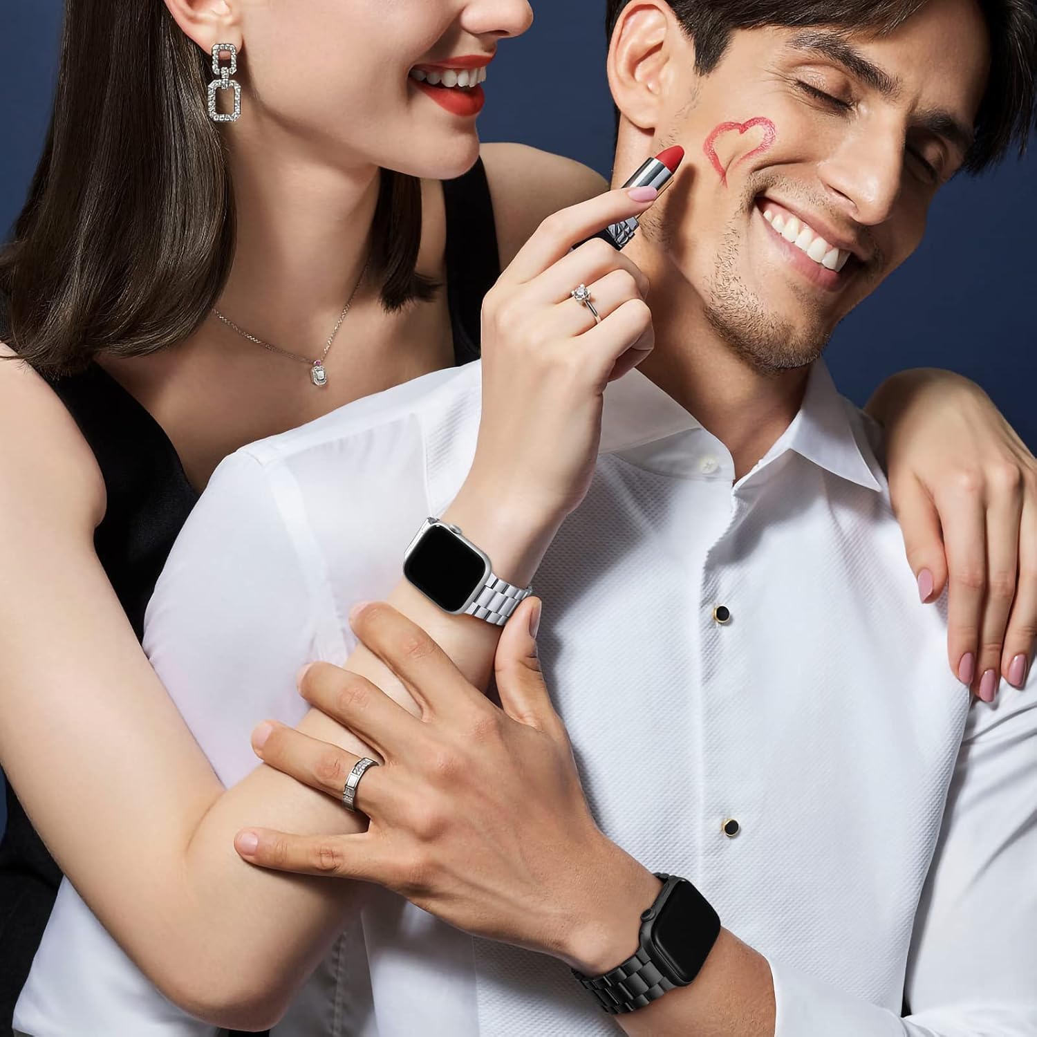 Lerobo Compatible con Apple Watch Band Ultra de 1.929 in 1.732 in 1.772 in 1.654 in 1.496 in 1.575 in 1.614 in, correa de metal de acero inoxidable