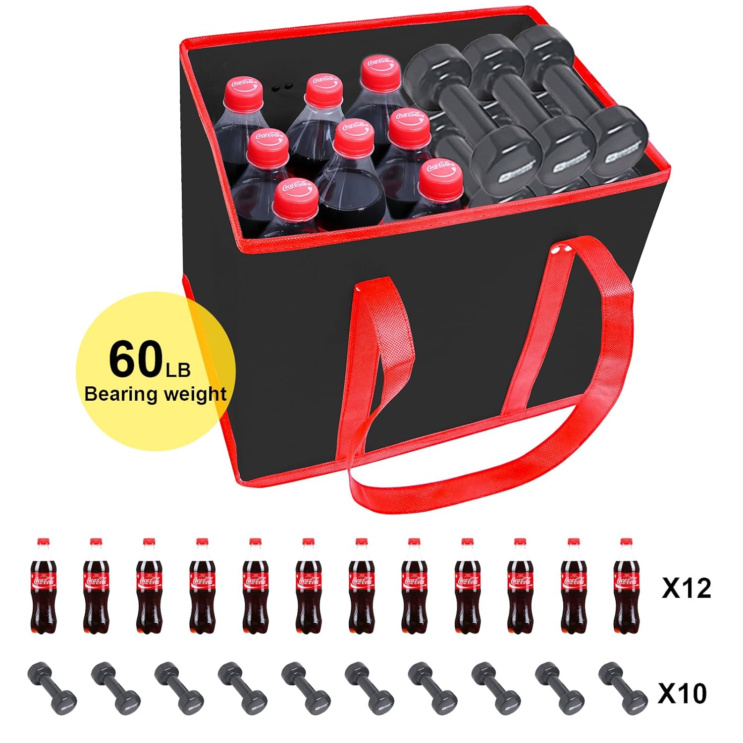 musbus Paquete de 5 bolsas de comestibles reutilizables plegables a granel con asas reforzadas, bolsas de compras para comestibles, cocina grande