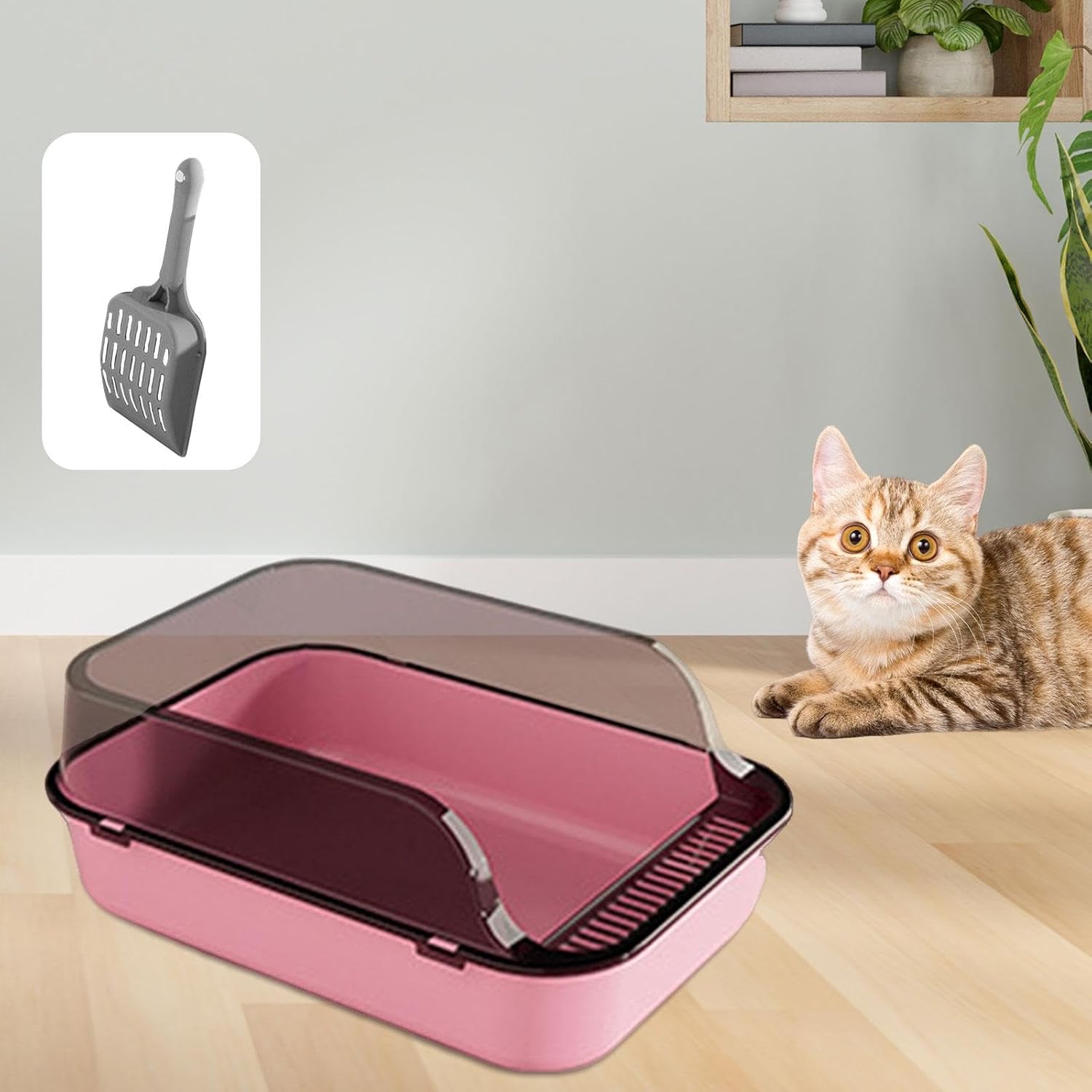 Caja de arena para gatos, bandeja de arena para mascotas, fácil de limpiar, bandeja de arena semicerrada para gatitos, inodoro para gatos pequeños,