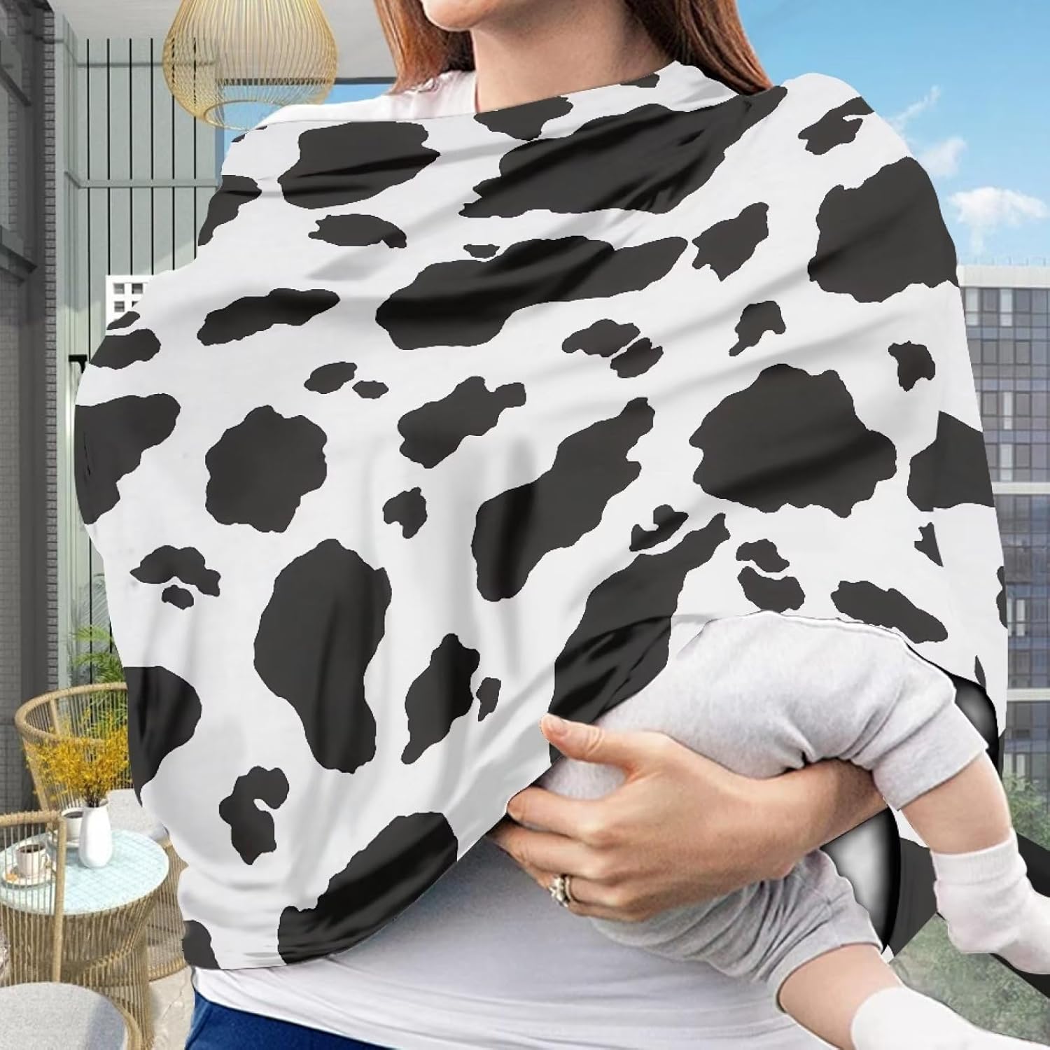 Psesaysky Funda de toldo de asiento de automóvil multiusos de vaca para asiento de automóvil, fundas de lactancia multiusos para lactancia, bufanda