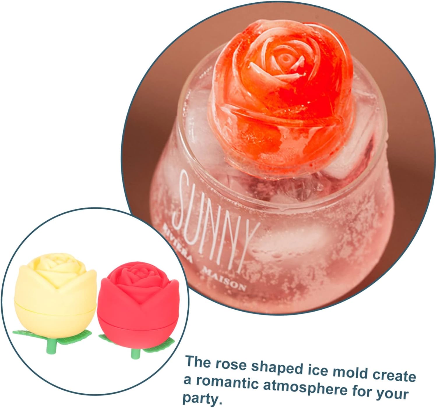 Zerodeko 6 piezas De Para Gelatinas Bolas De Hielo Antiadherentes Moldes Grandes De Silicona Moldes De Forma De Flor Molde De Cubo De Hielo