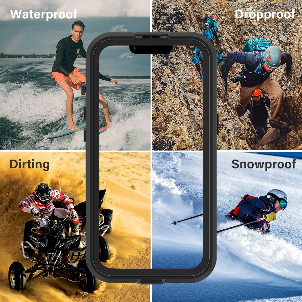 IP68 – Funda impermeable a prueba de polvo a prueba de caídas para iPhone 14 de 6.1 pulgadas, con protector de pantalla integrado, resistente y