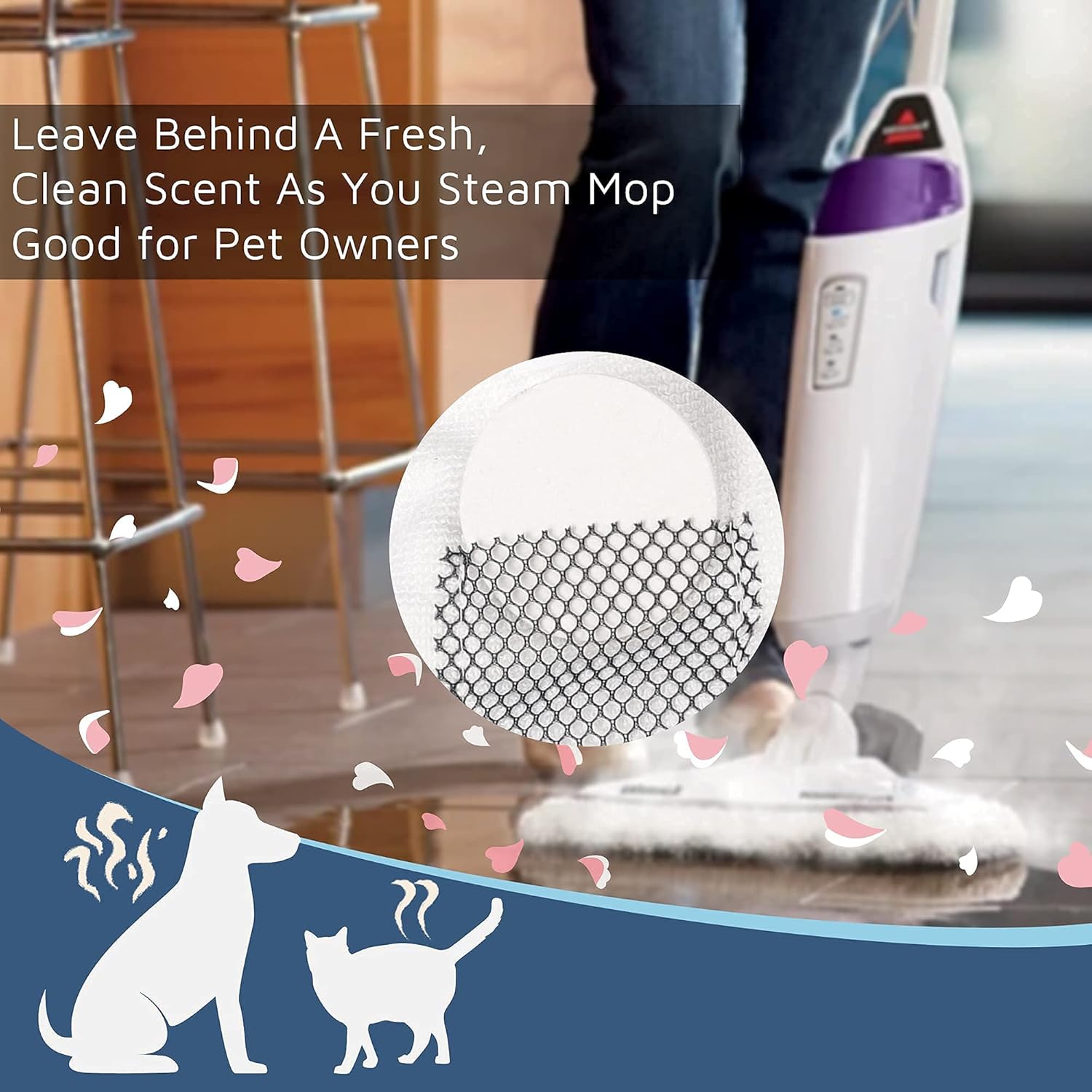 F Flammi – Juego de 6 almohadillas para fregona de vapor + 24 discos aromáticos para Bissell PowerFresh Vac & Steam Mop 2747A y Symphony Vac & Steam