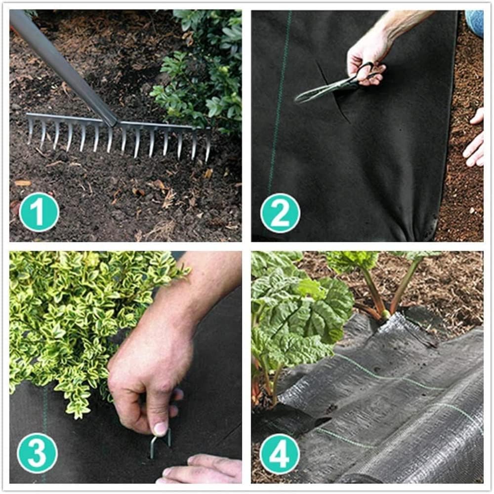 Tela de barrera de malezas resistente de 4 x 100 pies, protector de jardín ultra grueso para control de malas hierbas, cubierta de suelo negro,