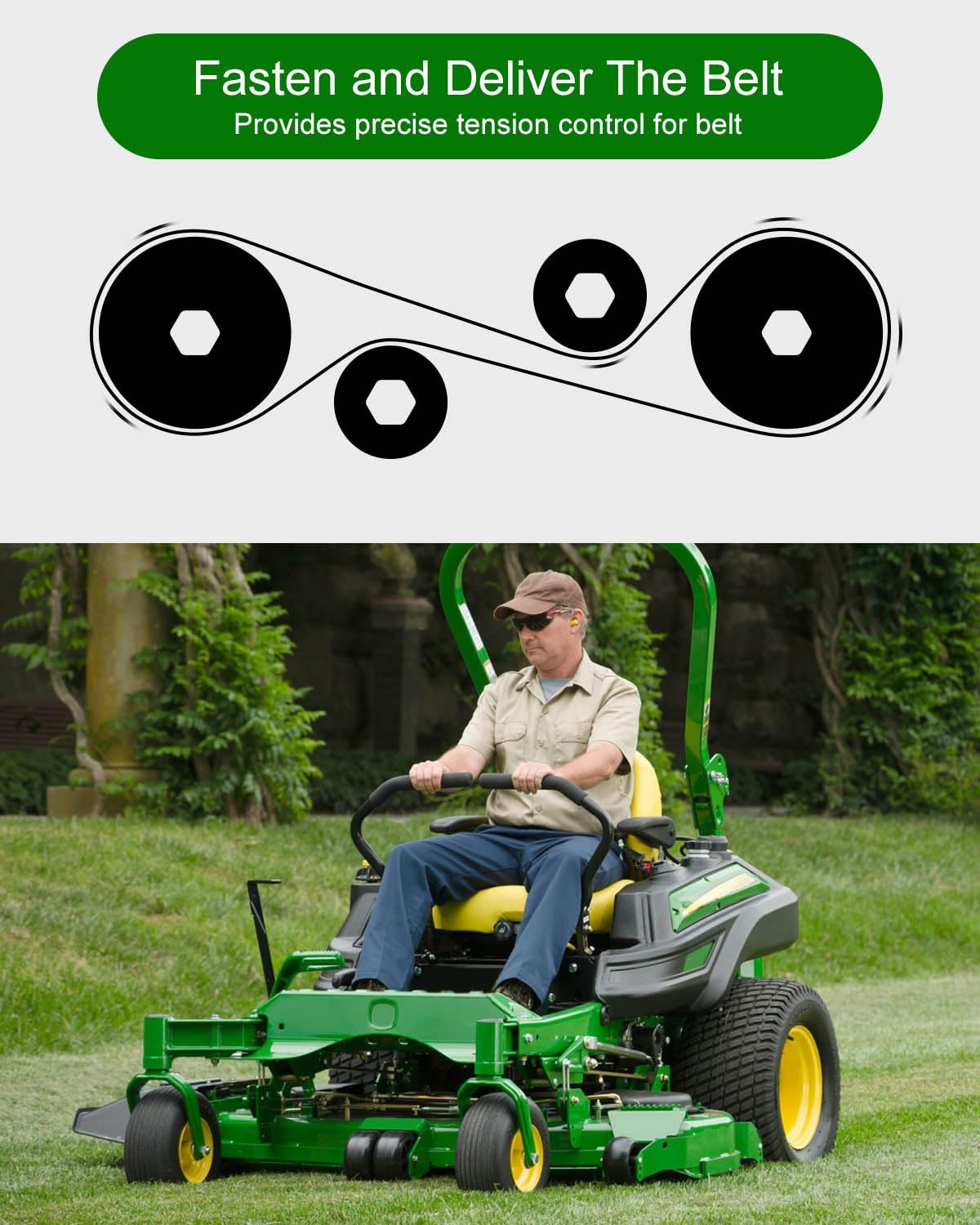 Polea tensora apta para John Deere 737 757 ZTrak 2025R 2305 Compact Utility Serie 54C 54D, polea de correa de cortacésped reemplazar TCA17540