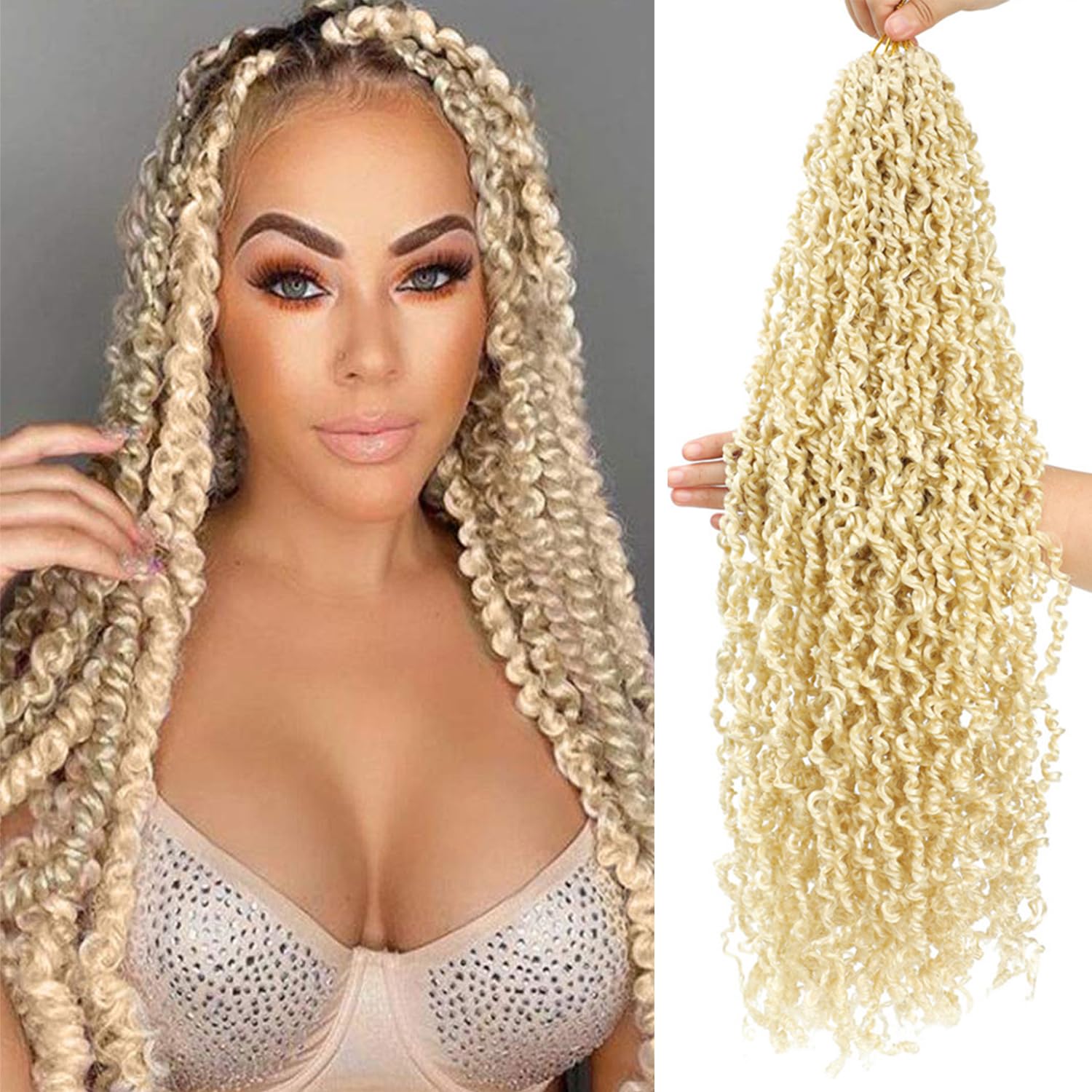 SOKU Pelo rubio de ganchillo mini Passion Twist de 20 pulgadas  5 paquetes de cabello de ganchillo senegalés pretrenzado 613 Majesty Twist Crochet