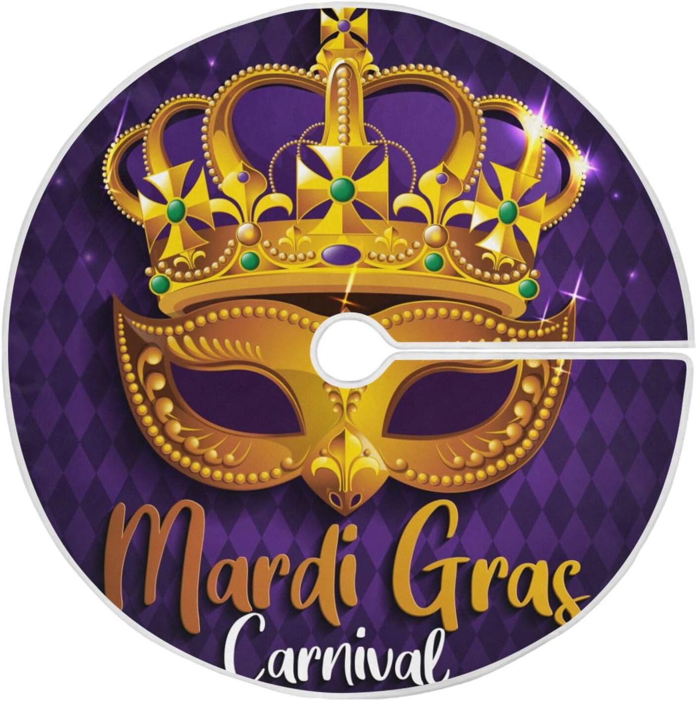 Carnival Mardi Gras Christmas Tree Skirt, Decorations for Tree, 35.4 in Christmas Tree Skirt Machine Washable, Fall Decor