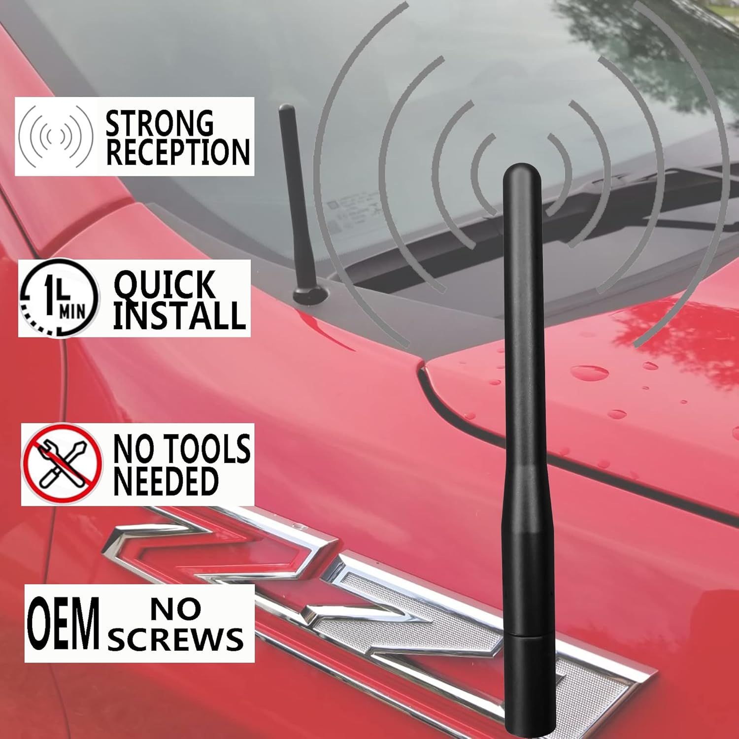 Antena corta de aluminio de 4 pulgadas para Chevy Silverado 1500 (1999-2023), Chevrolet Silverado 2500 (1999-2023), Chevrolet Chevy Silverado 3500