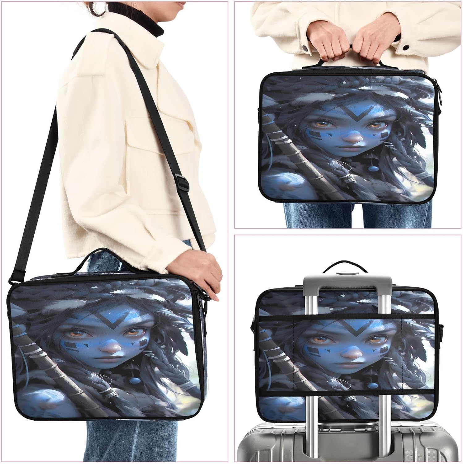 Blue Elf Girl dividers for cosmetics makeup brushes travel size toiletries make up bags women travel makeup train bolso para maquillaje men mens