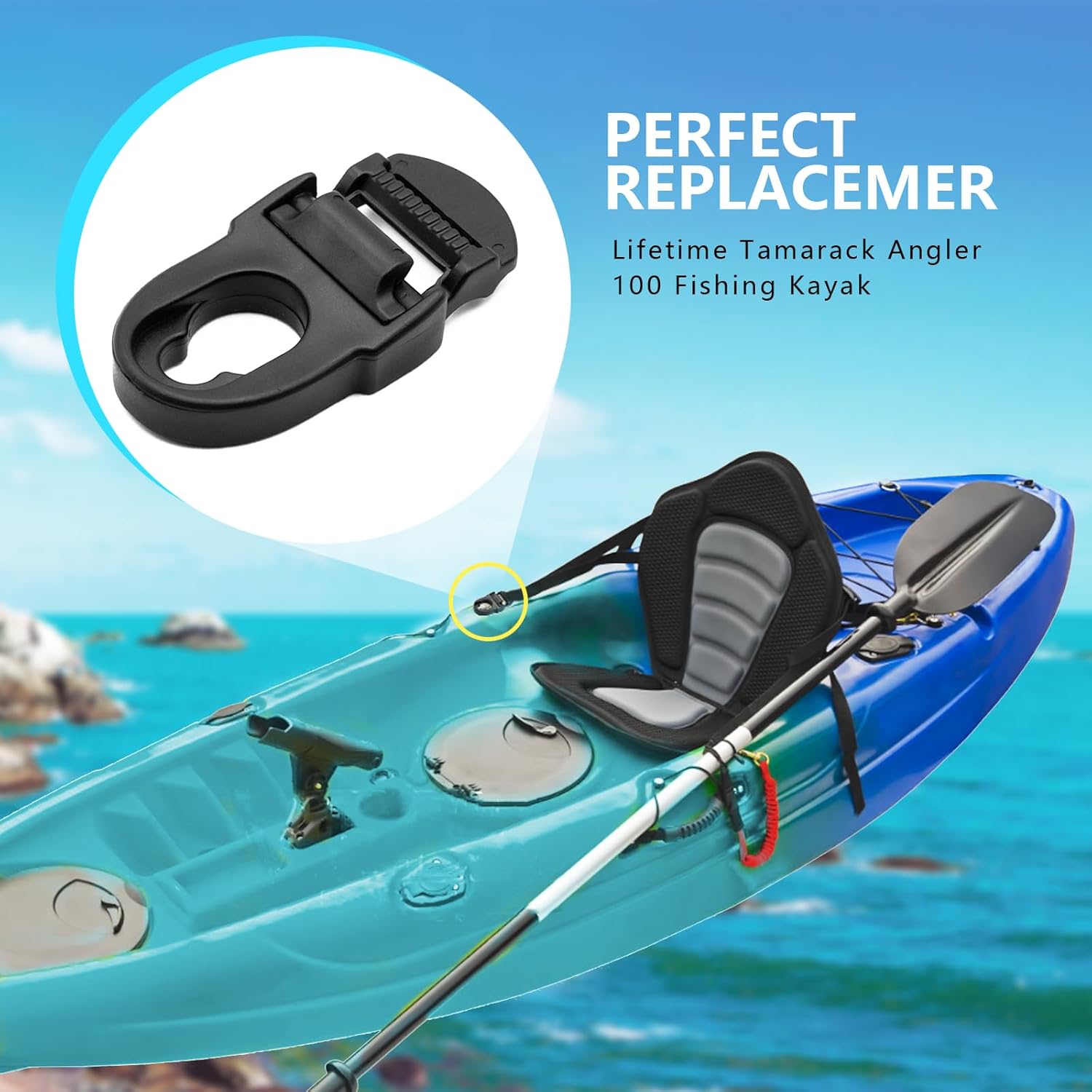 Clip de reparación de asiento de kayak, kit de repuesto de clips de asiento de kayak, ganchos de asiento de repuesto para kayak, kit de reparación