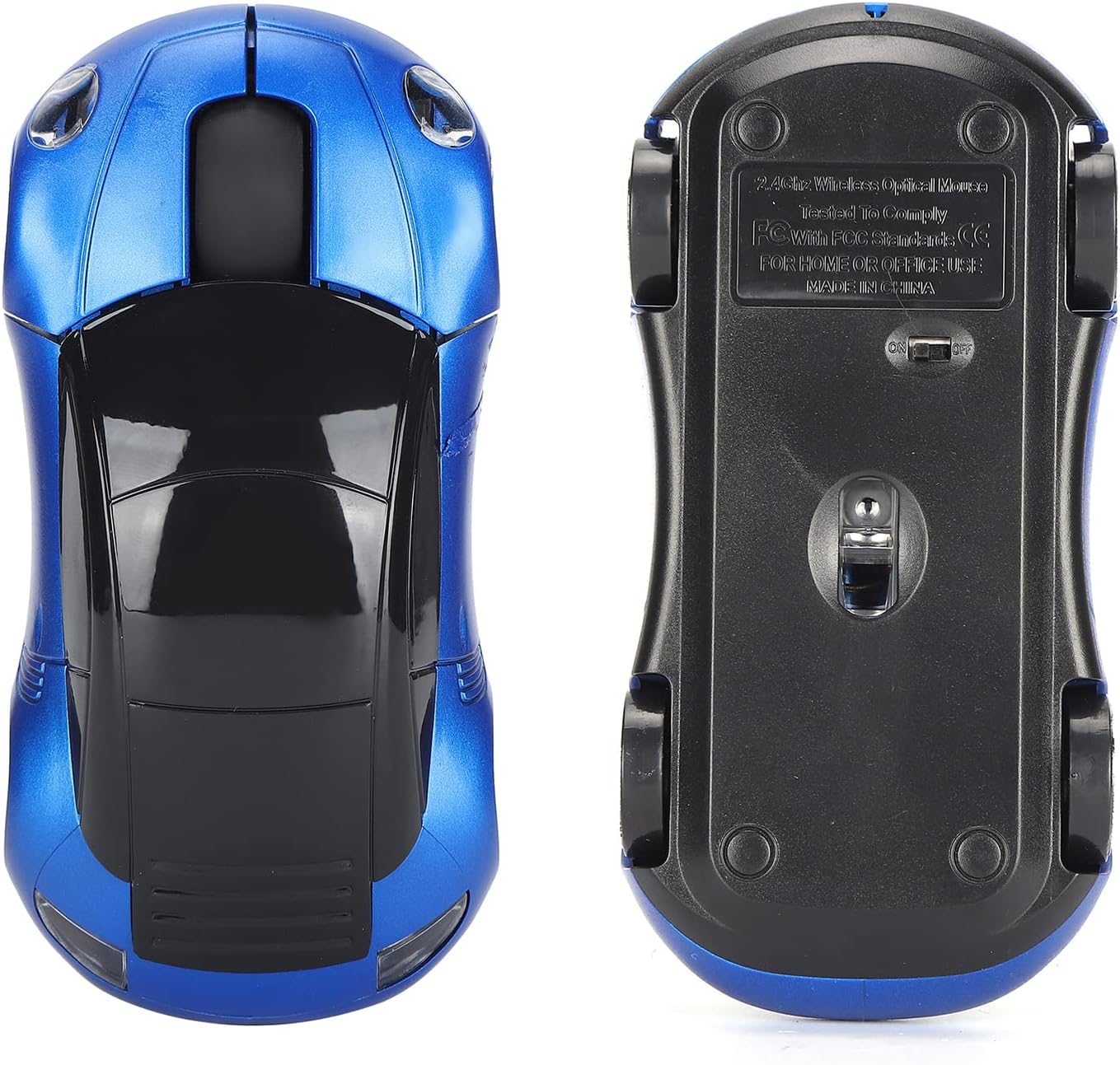 ASHATA Ratón inalámbrico portátil en forma de coche inteligente de 2.4G con mini receptor, diseño ergonómico, material ABS, para oficina, laptop,