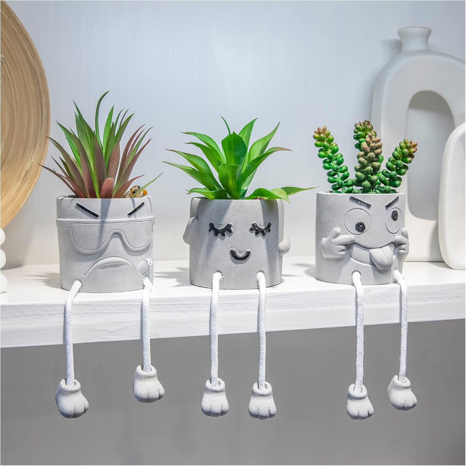 3 piezas de bonitas plantas artificiales para decoración de oficina para mujeres y hombres, pequeñas plantas falsas para dormitorio y baño, bonita
