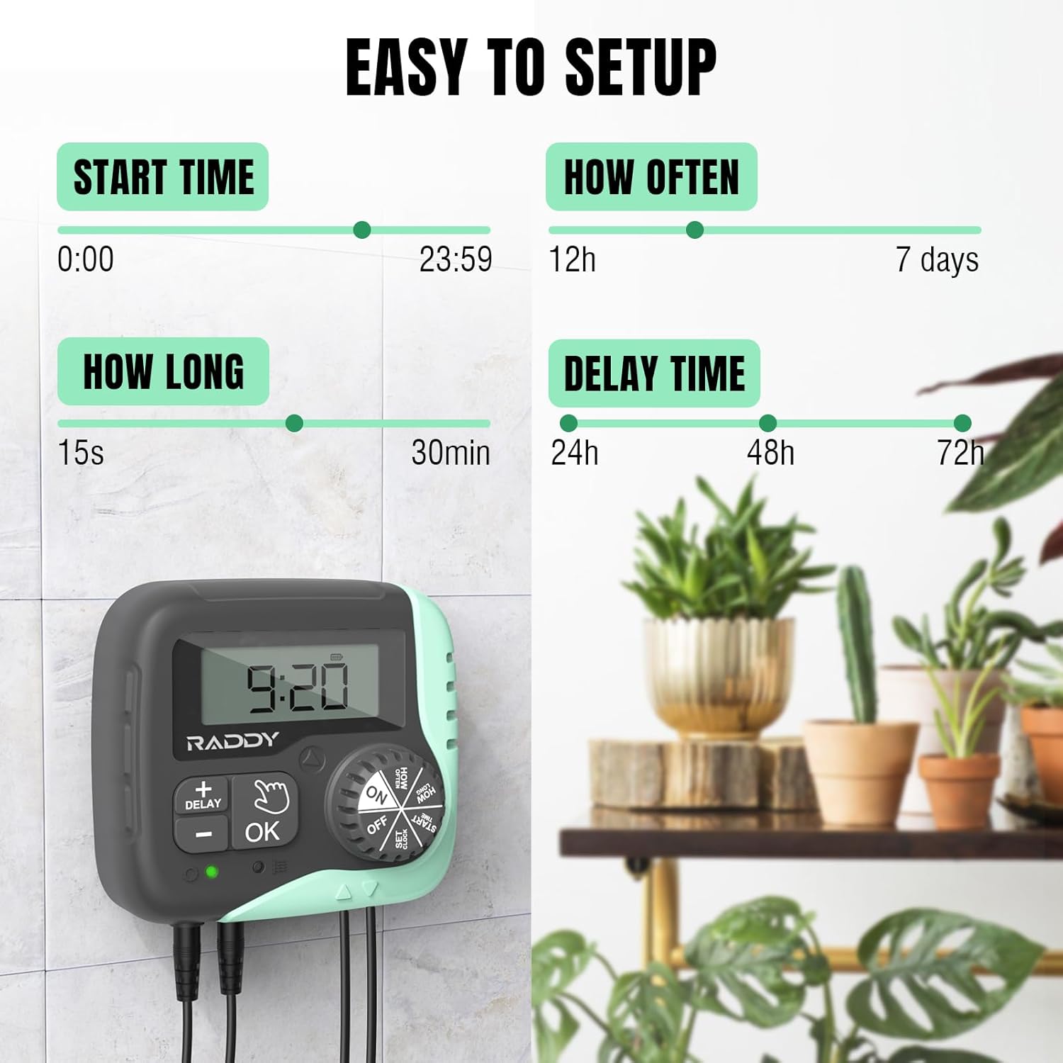 WS-1 Kit de riego por goteo, sistema de riego automático alimentado por energía solar de 5 W, temporizador de agua fácil de bricolaje para plantas